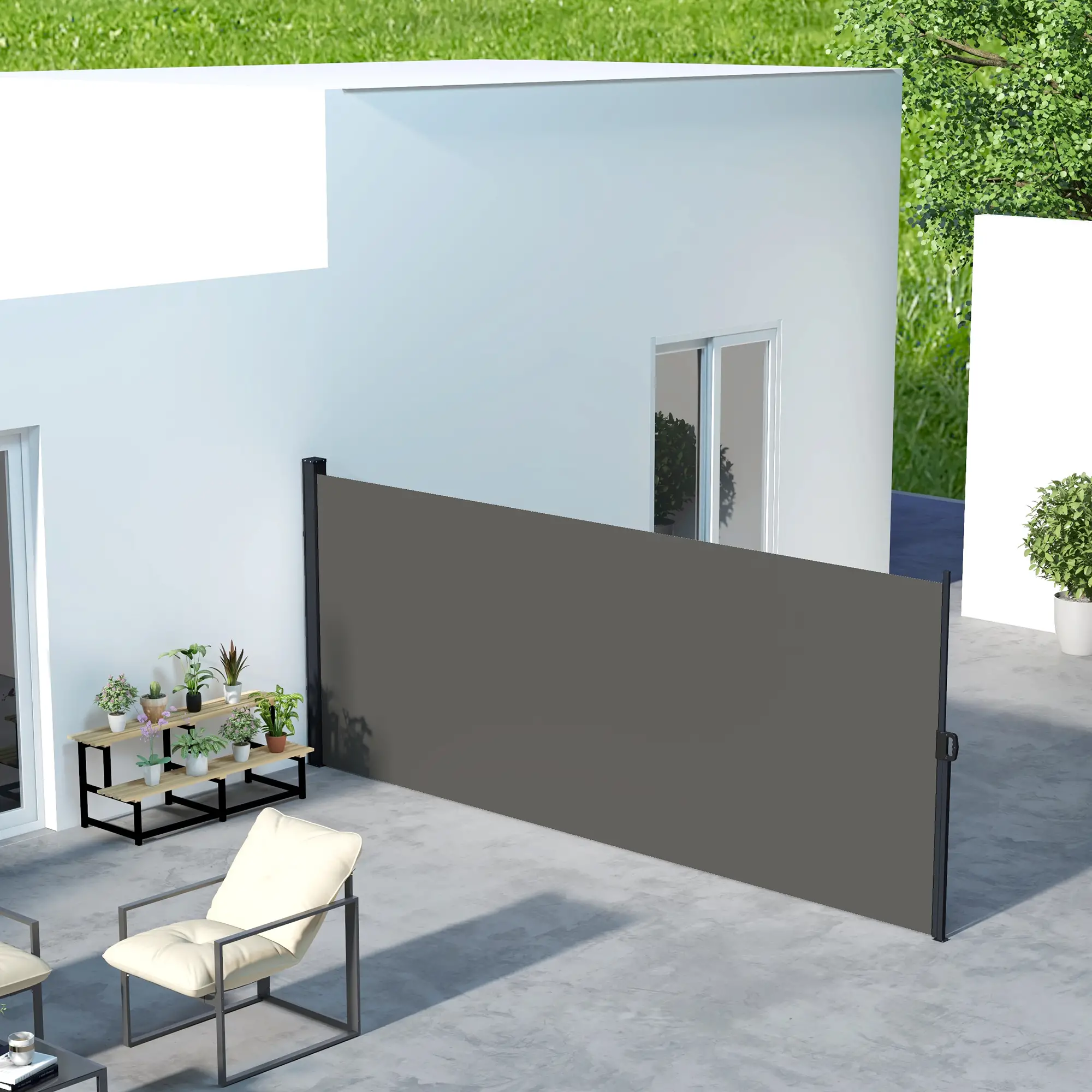 13' x 6' Retractable Side Awning, Outdoor Privacy Screen, Dark Grey - Image 8