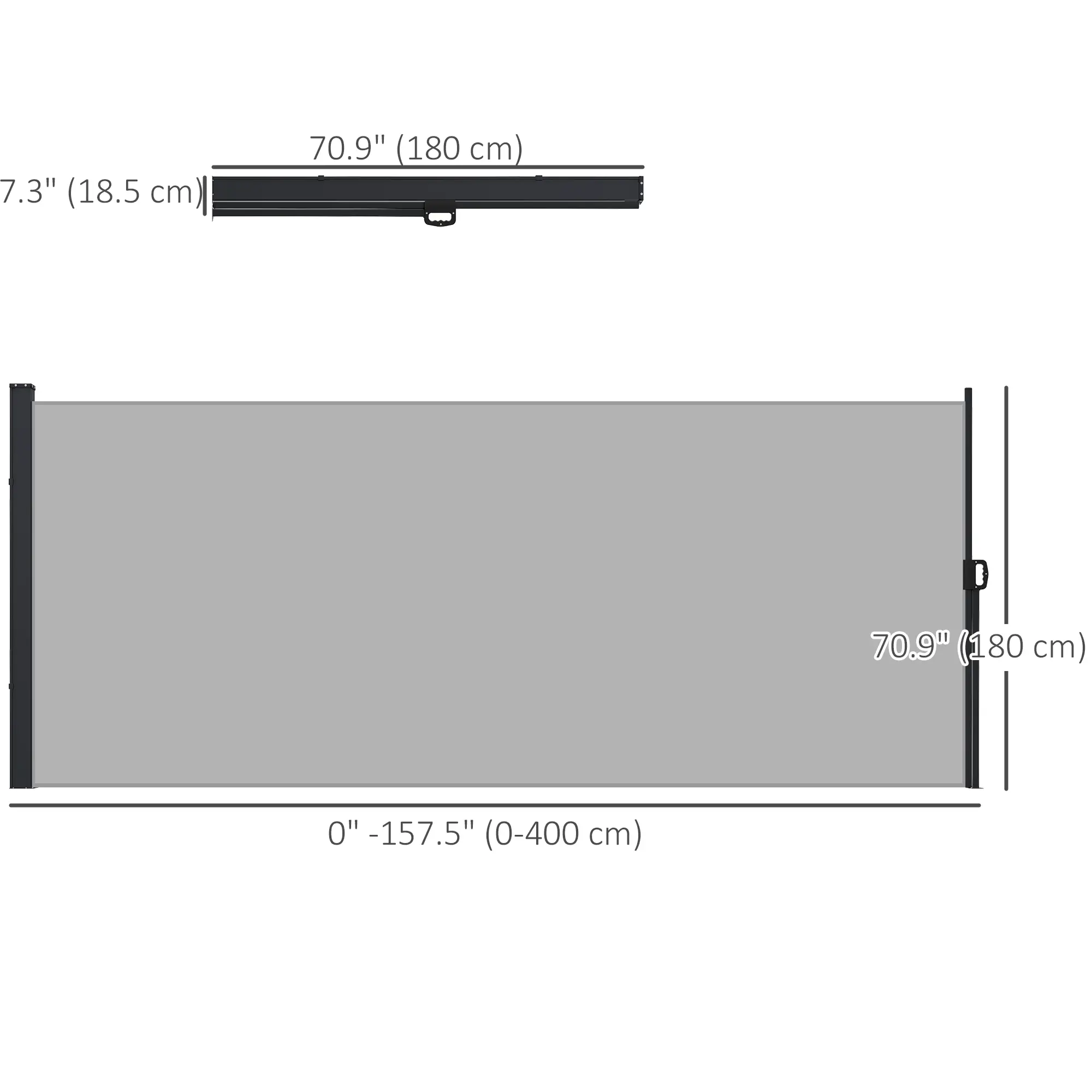 13' x 6' Retractable Side Awning, Outdoor Privacy Screen, Light Grey - Image 3