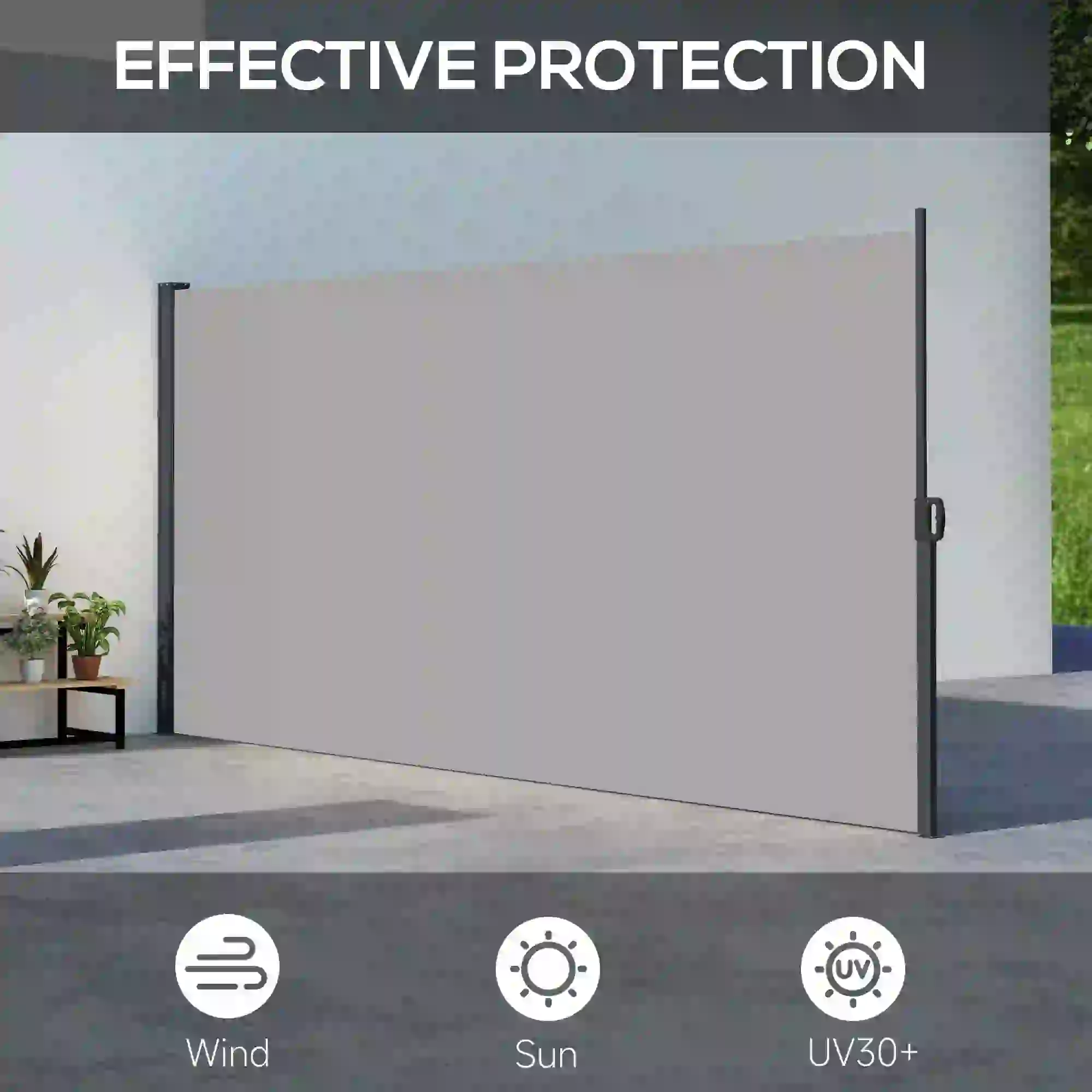 13' x 6' Retractable Side Awning, Outdoor Privacy Screen, Light Grey - Image 4