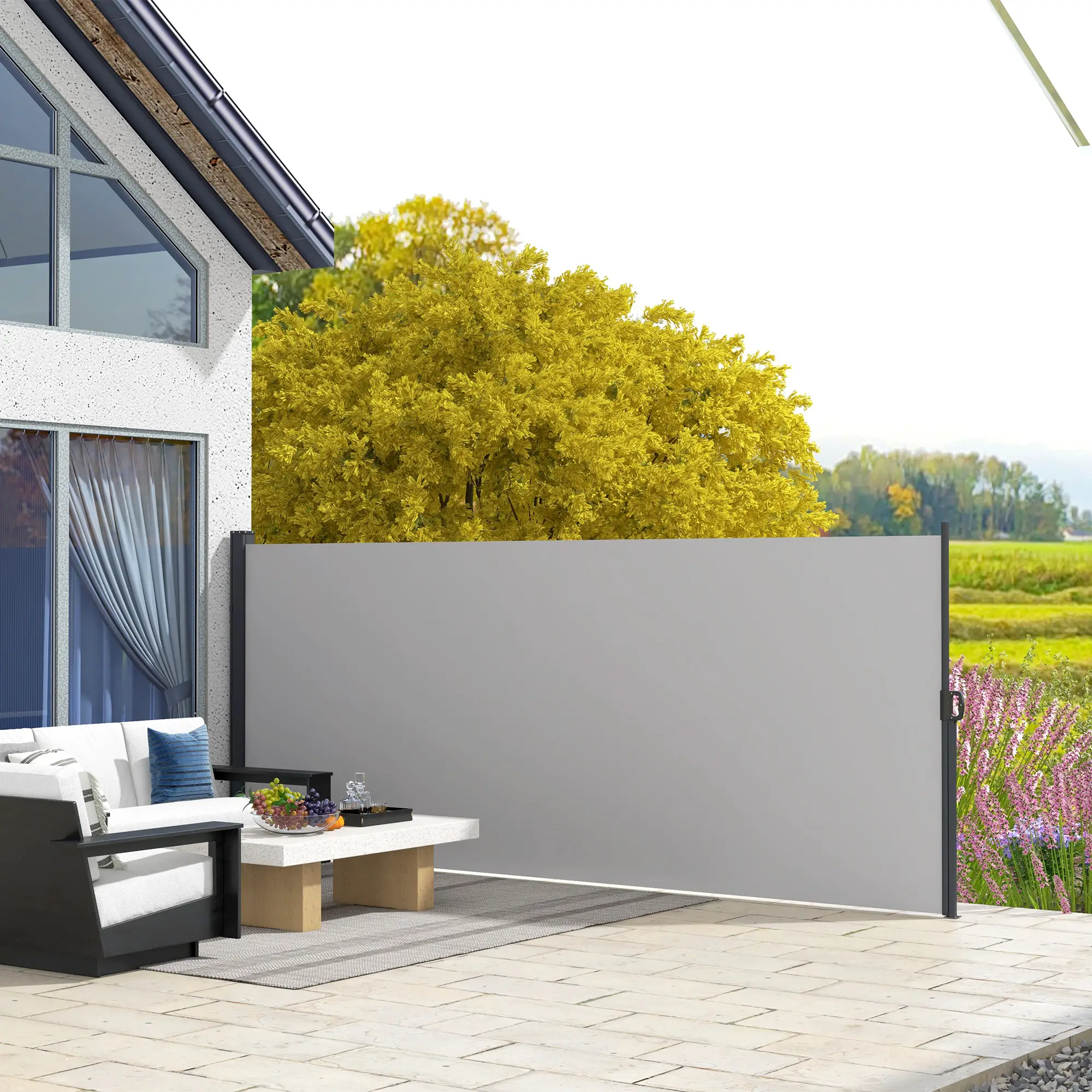 13' x 6' Retractable Side Awning, Outdoor Privacy Screen, Light Grey - Image 8
