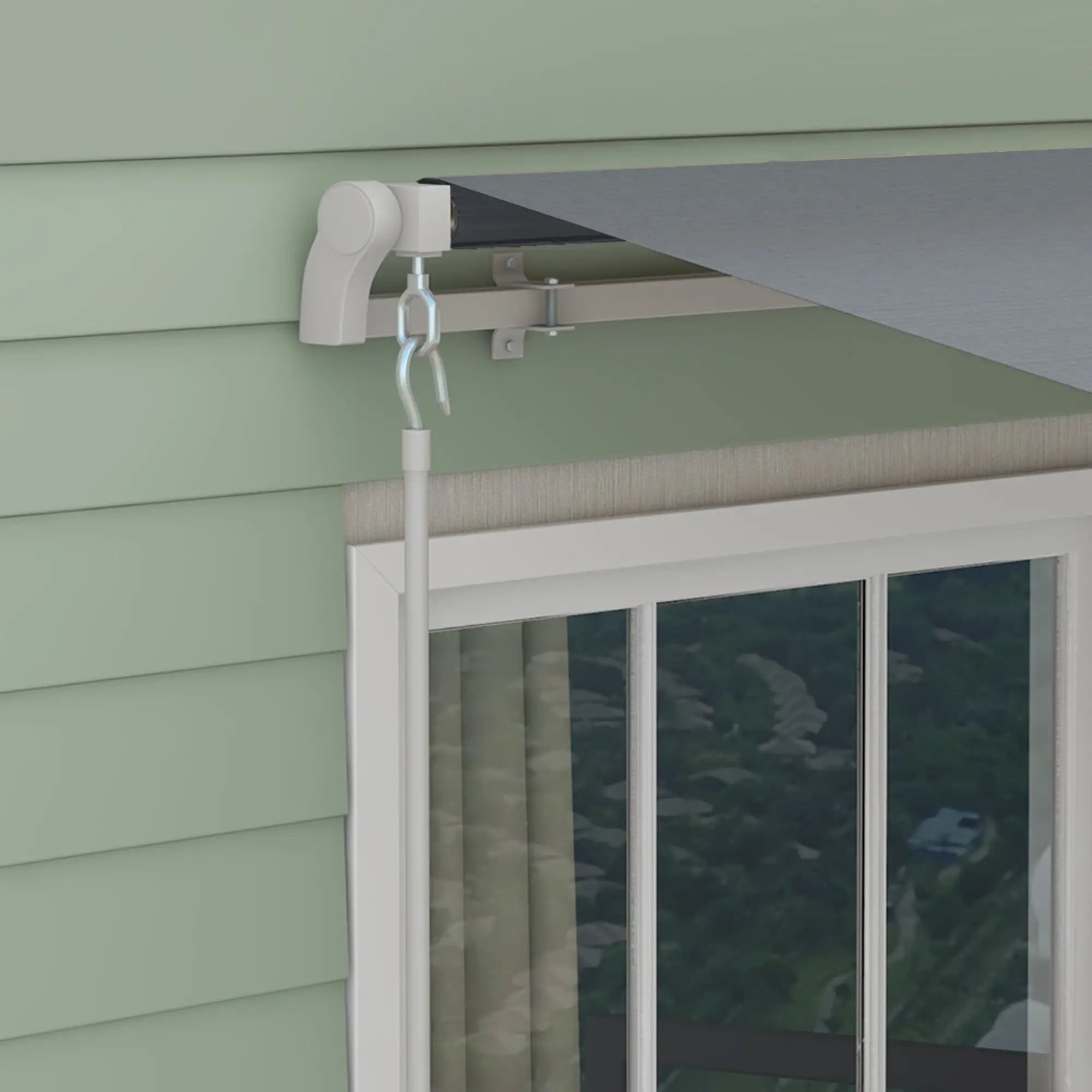 13' x 8' Manual Retractable Patio Awning, Sun Shade, Aluminum Frame, Grey - Image 10