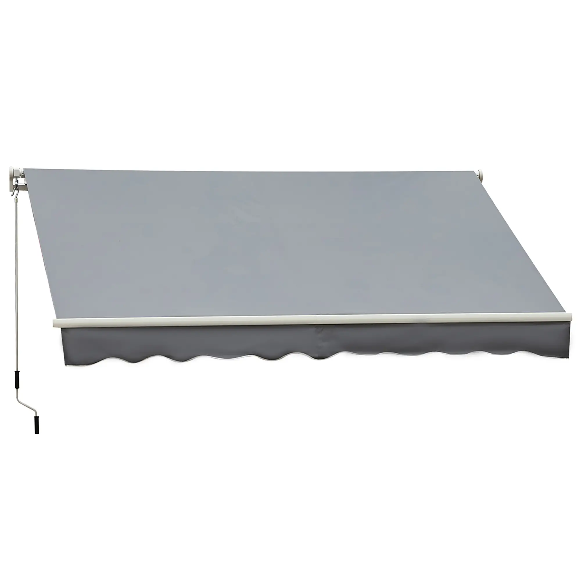13' x 8' Manual Retractable Patio Awning, Sun Shade, Aluminum Frame, Grey - Image 11