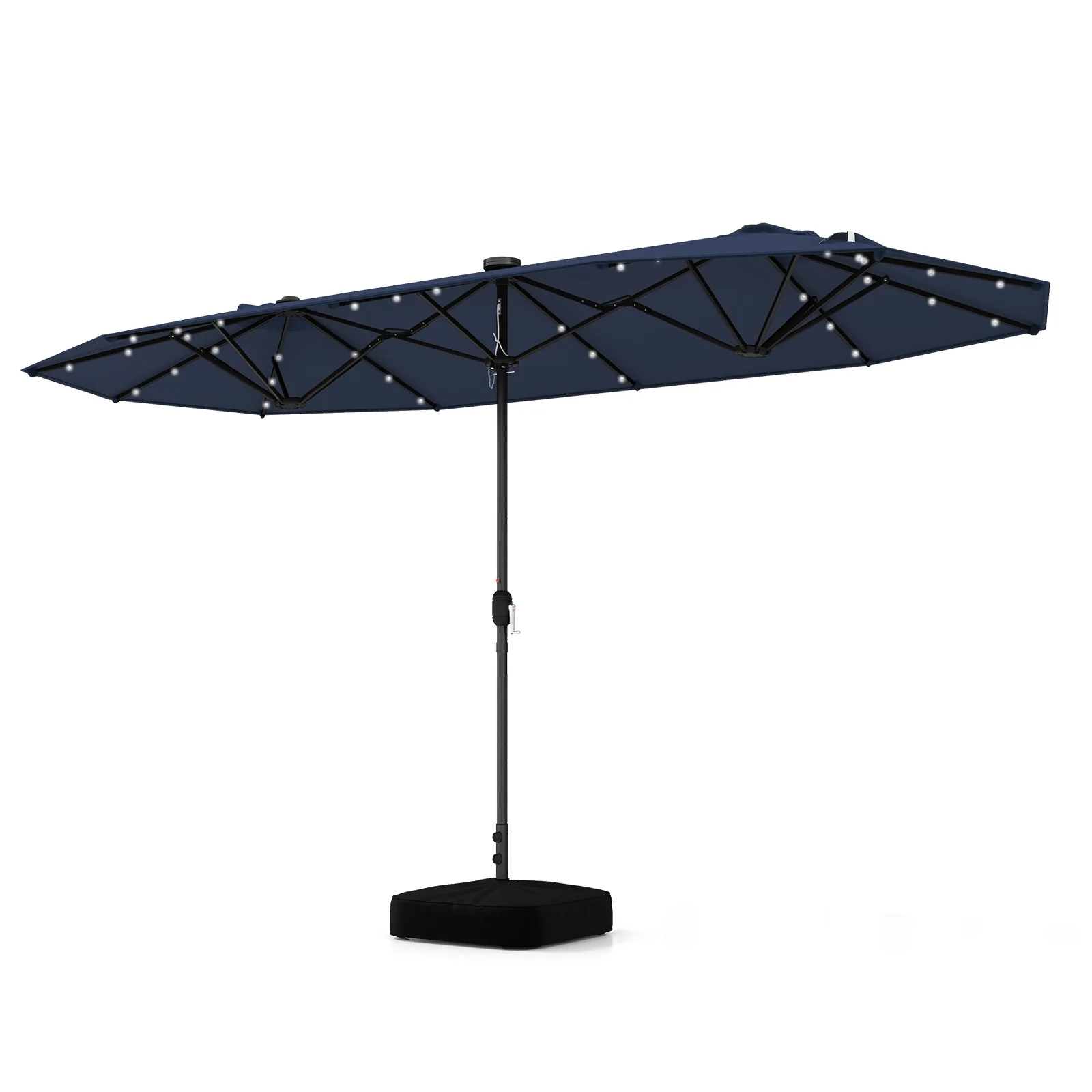 13FT Double-Sided Patio Umbrella With Solar Lights, Navy - Image 4