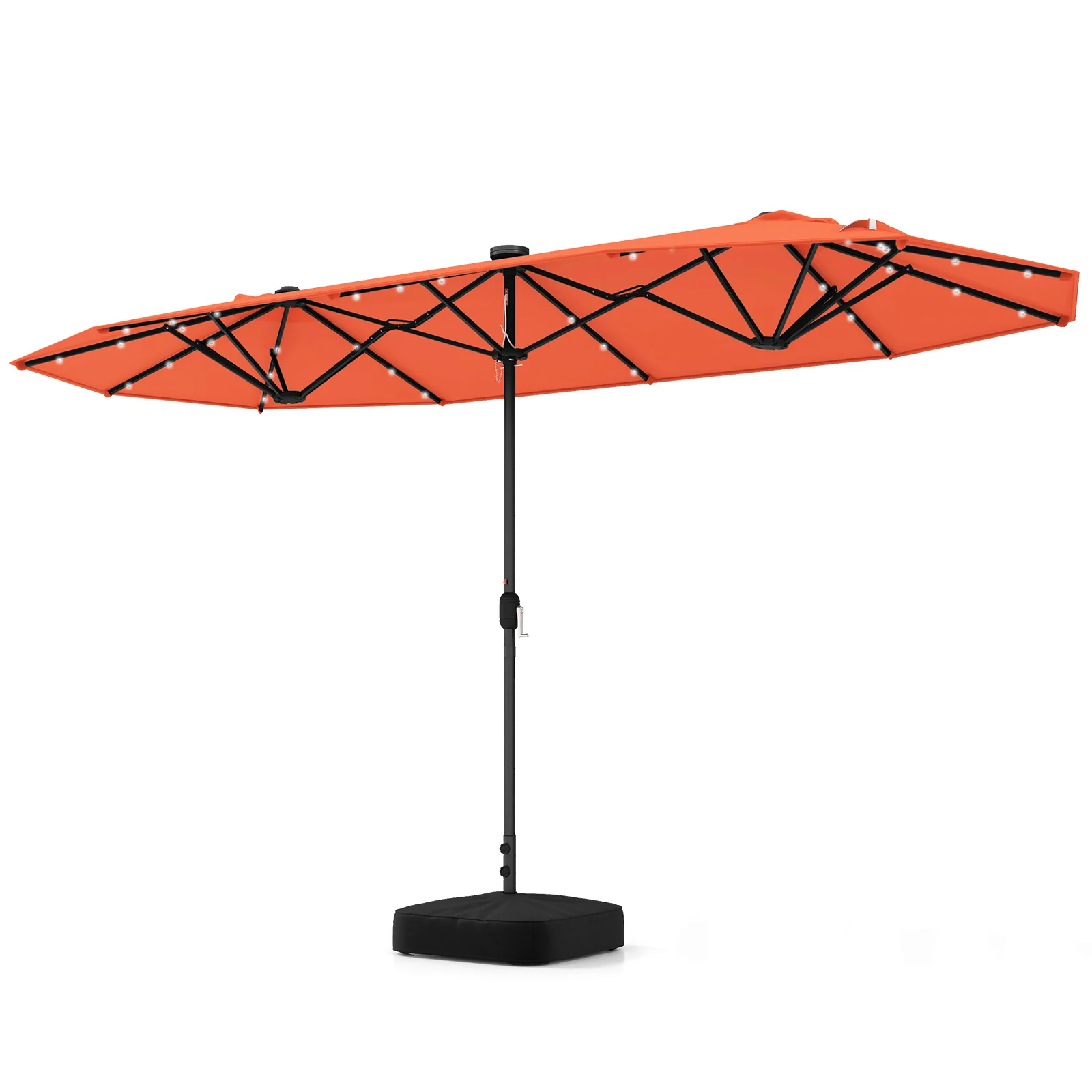 13FT Double-Sided Patio Umbrella With Solar Lights, Orange