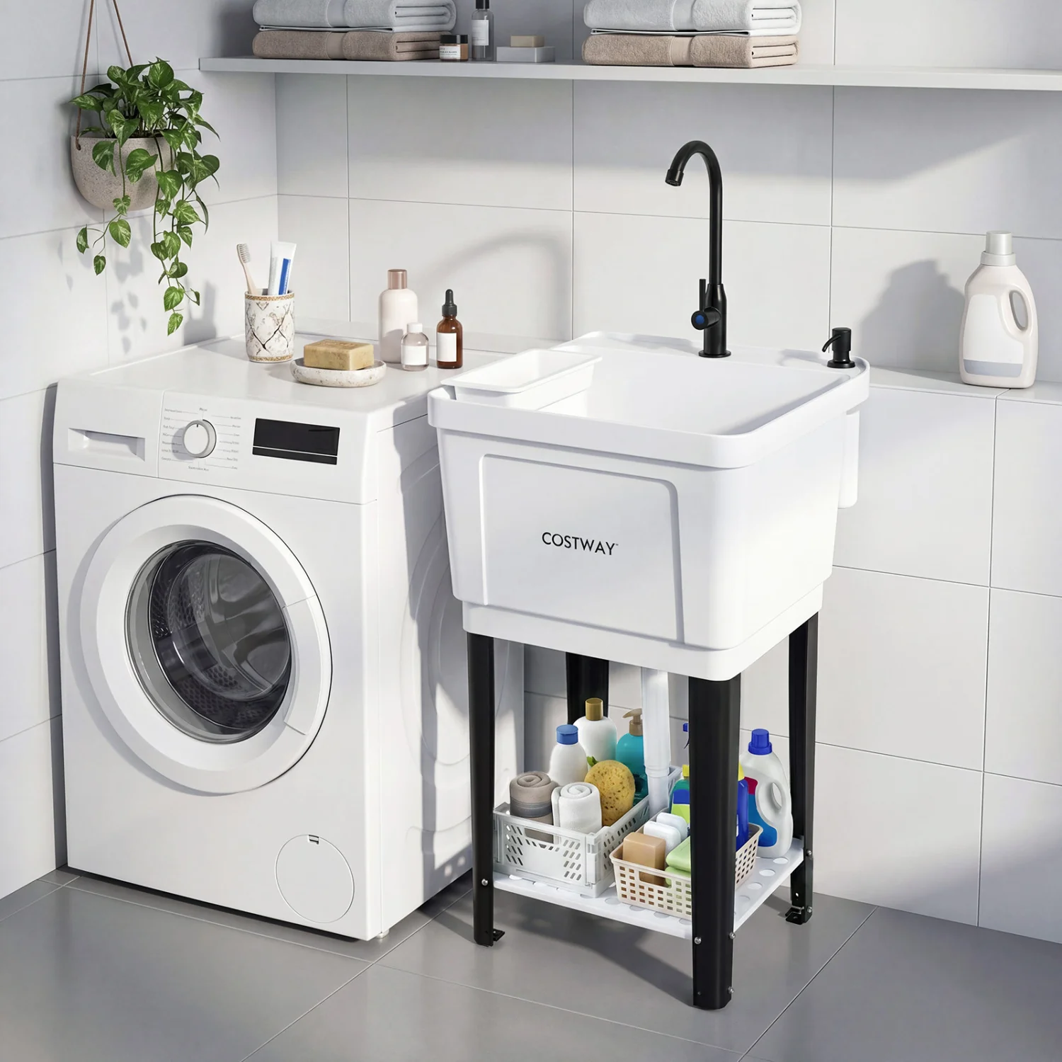 14.5 Gal Utility Sink Laundry Tub, Rotating Faucet - Image 2