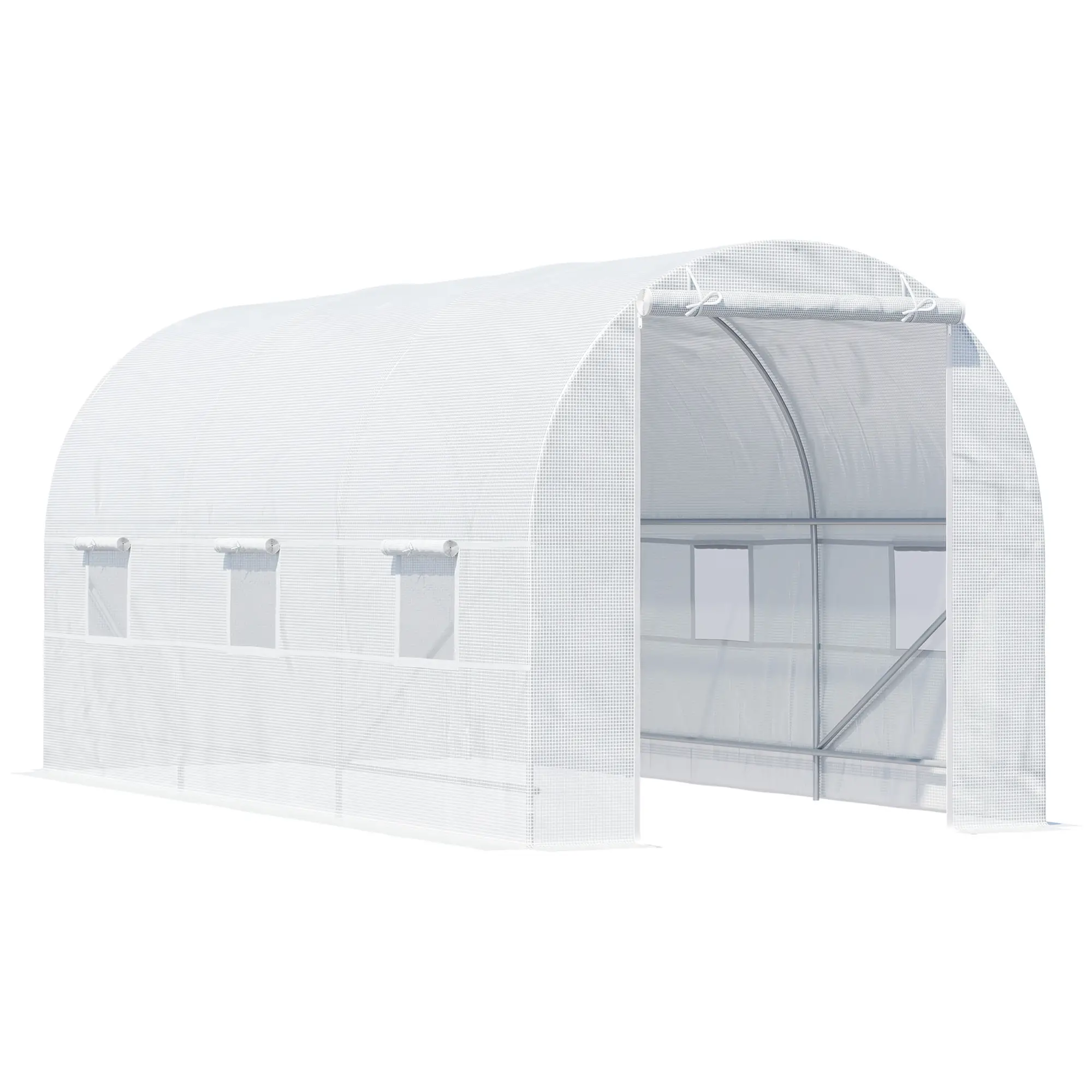 14.6x6.6x6.6ft Walk-in Greenhouse, Portable Garden Plant House, White