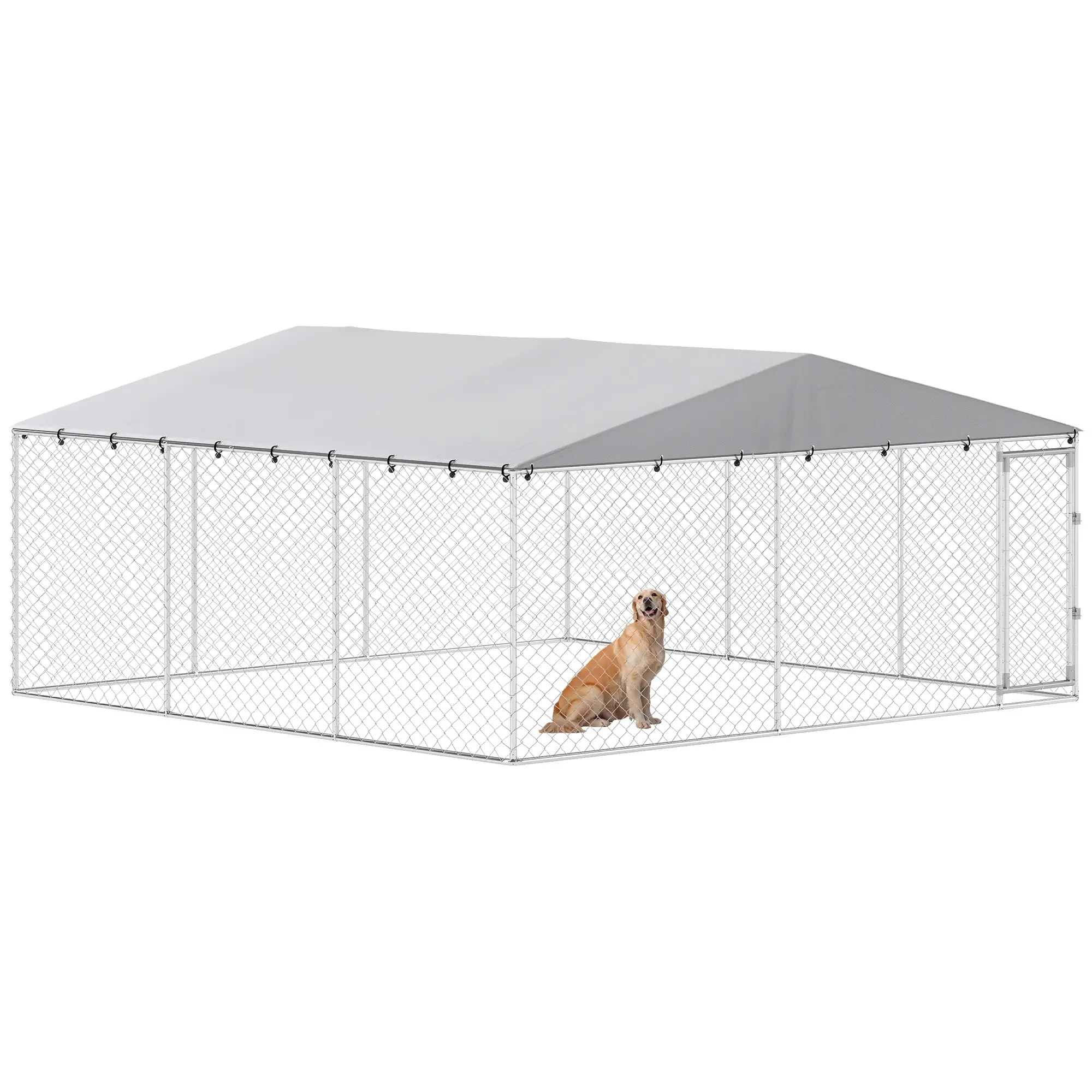 14.8' x 14.8' x 7.1' Dog Kennel, Outdoor, Waterproof Cover, Silver - Image 11