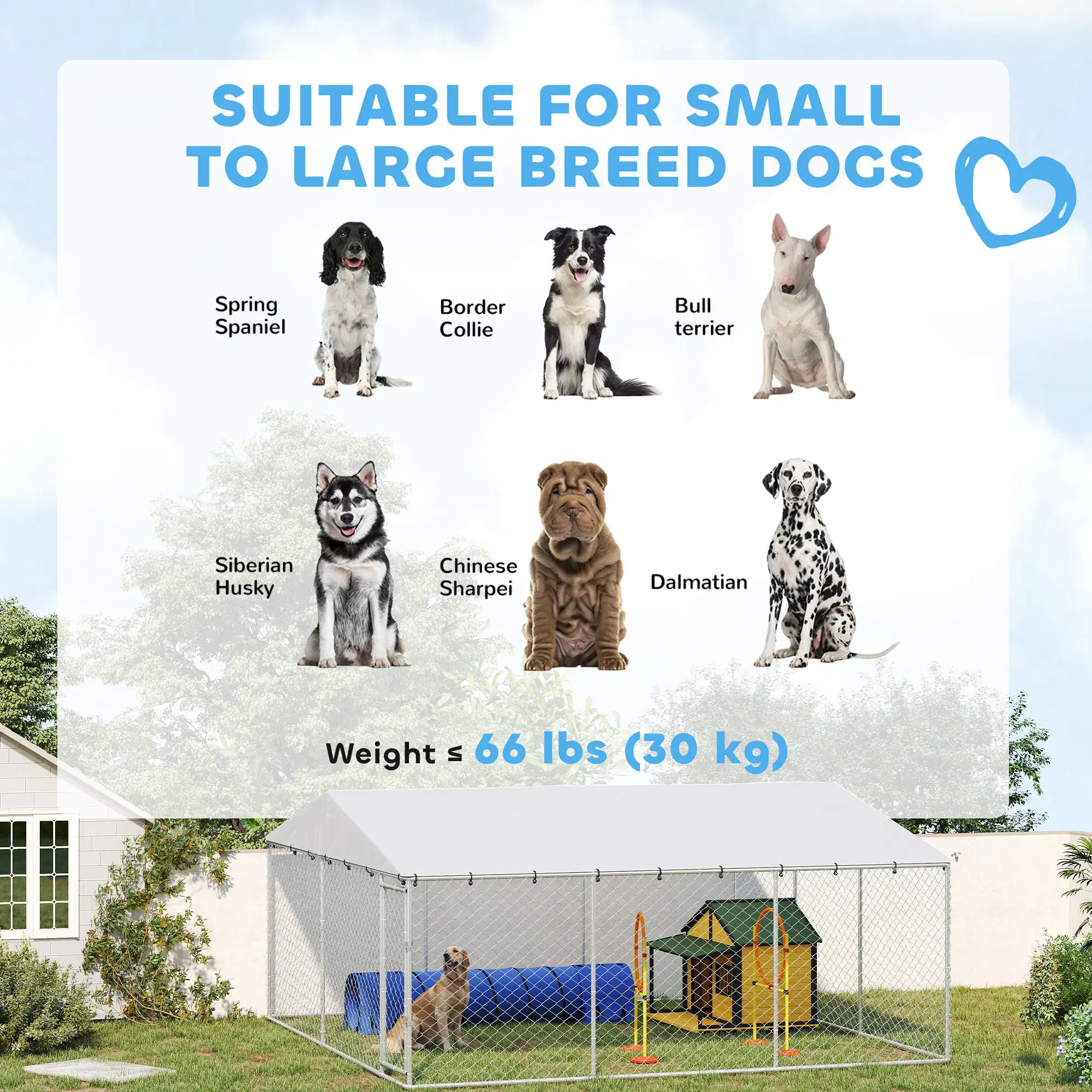 14.8' x 14.8' x 7.1' Dog Kennel, Outdoor, Waterproof Cover, Silver - Image 4