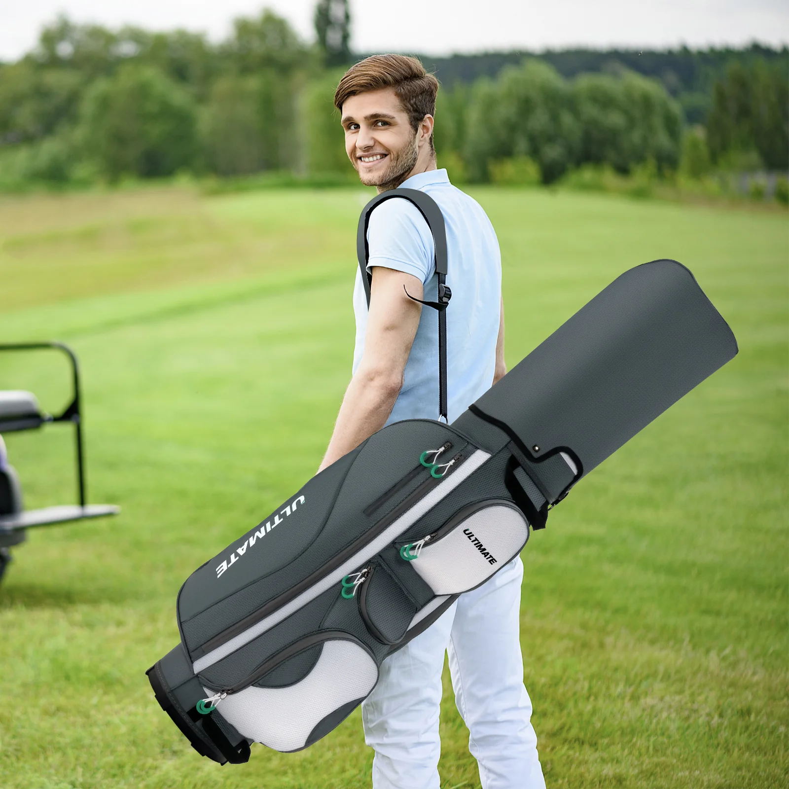 14 Dividers Golf Cart Bag, 7 Zippered Pocket - Image 3