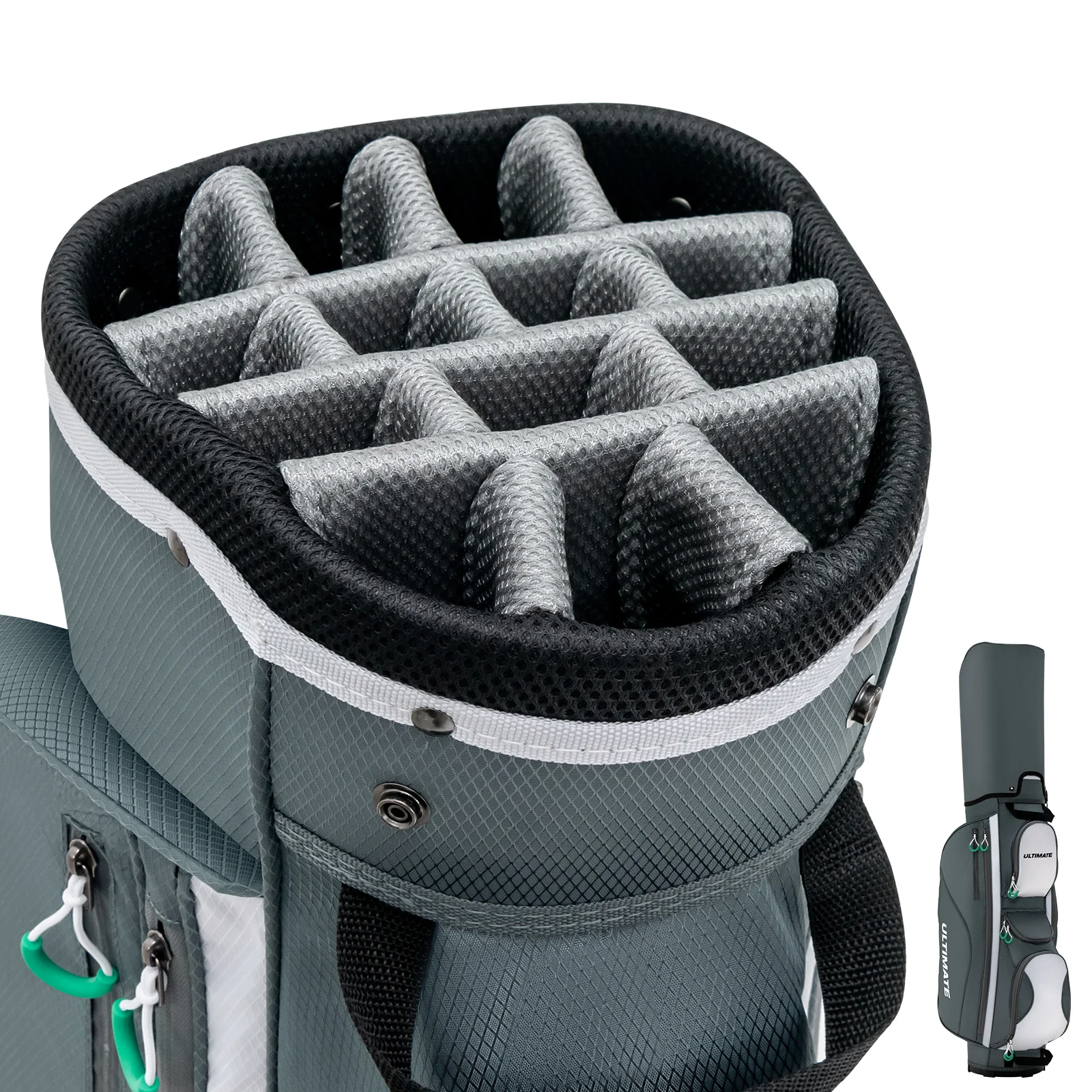 14 Dividers Golf Cart Bag, 7 Zippered Pocket - Image 5