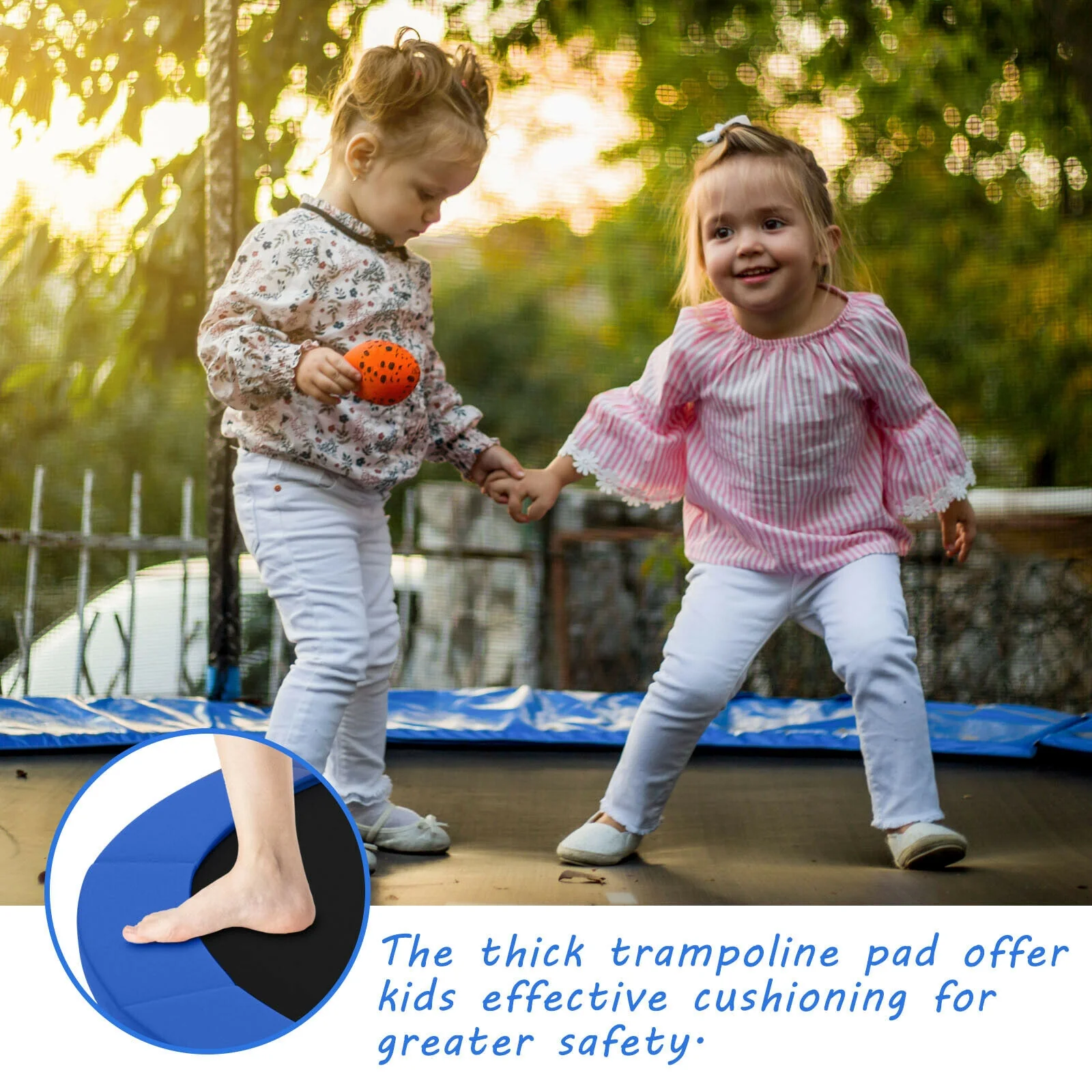 14 Feet Trampoline Safety Pad, Waterproof Tear-Resistant Spring Cover, Blue - Image 10