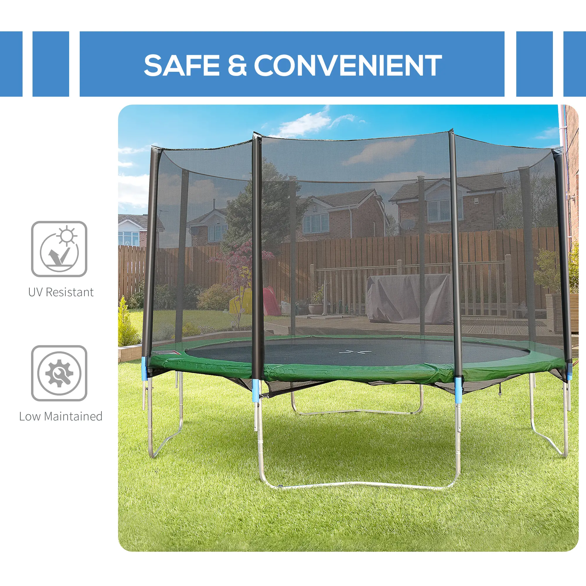 14 FT Trampoline Net Enclosure, 8 Poles, Black - Image 6