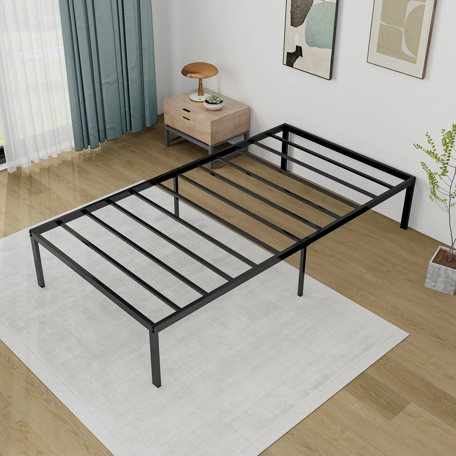 14 Inch Heavy Duty Metal Platform, Black - Image 3