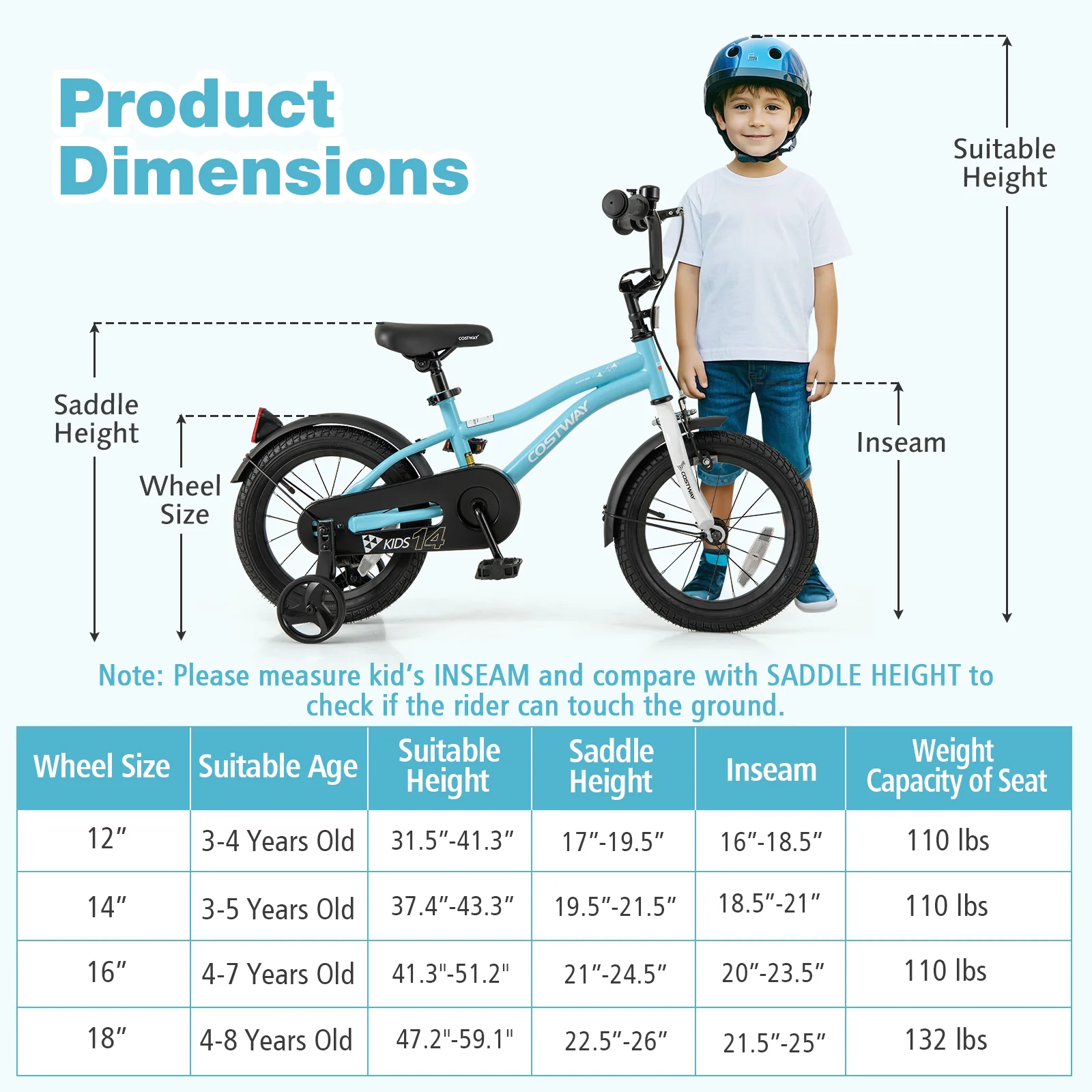 14-Inch Kids Bike, 3-5 Years Old, Training Wheels, Blue - Image 5