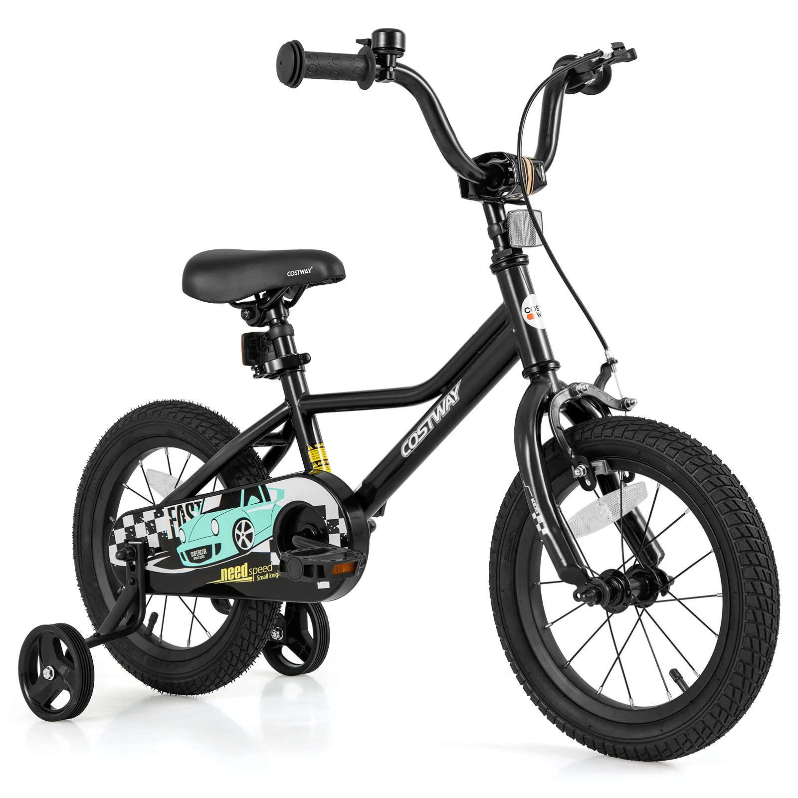 14 Inch Kids Bike, Adjustable For 3-5 Years, Low-Step Frame, Black