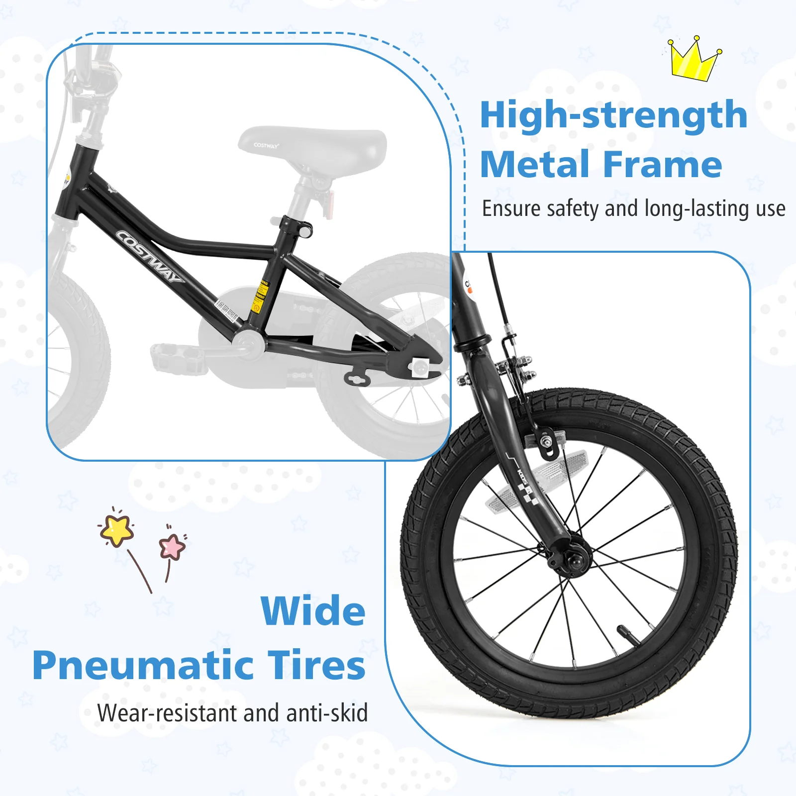 14 Inch Kids Bike, Adjustable For 3-5 Years, Low-Step Frame, Black - Image 10