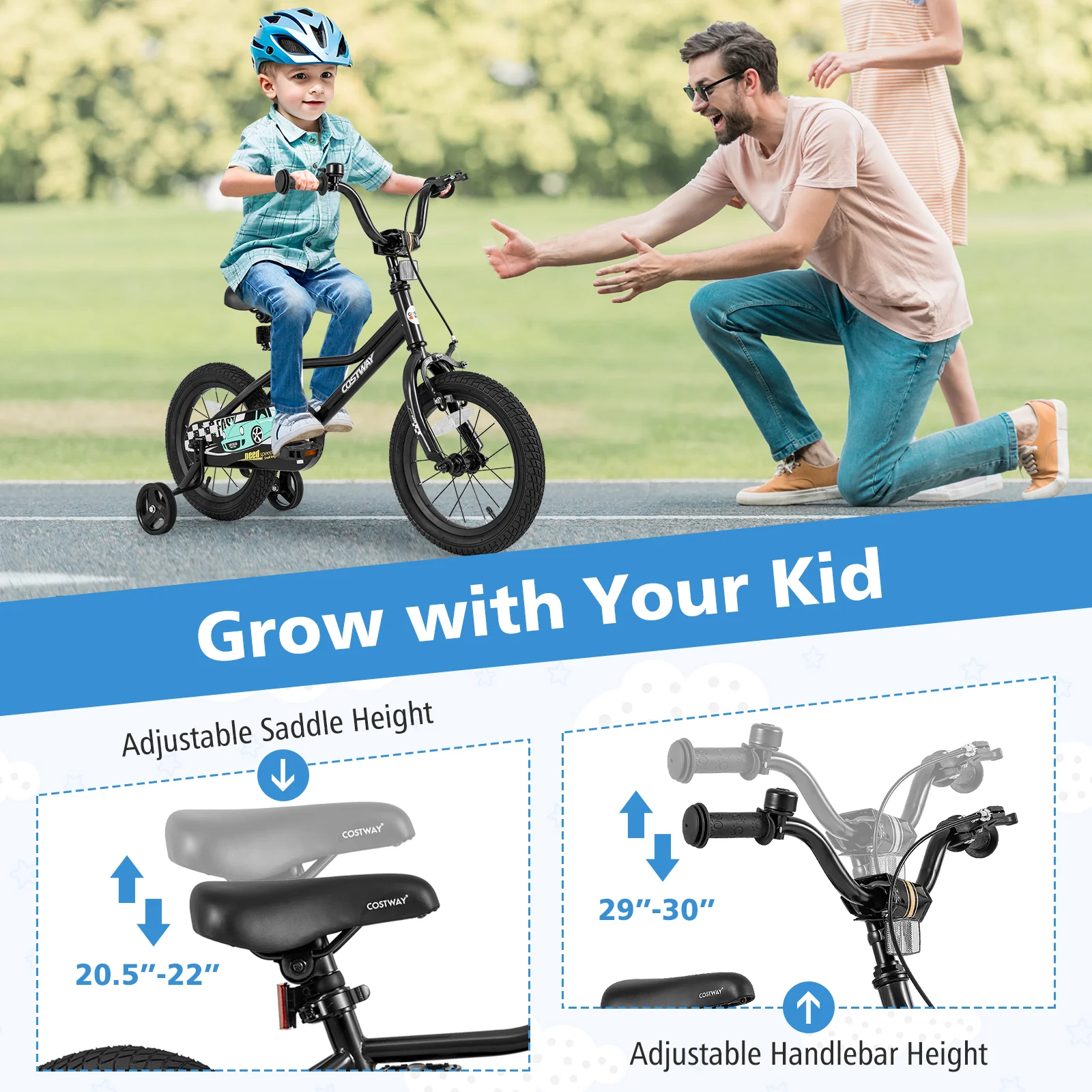 14 Inch Kids Bike, Adjustable For 3-5 Years, Low-Step Frame, Black - Image 7