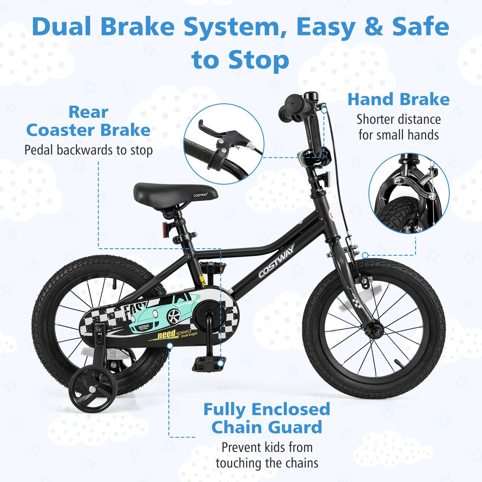 14 Inch Kids Bike, Adjustable For 3-5 Years, Low-Step Frame, Black - Image 8