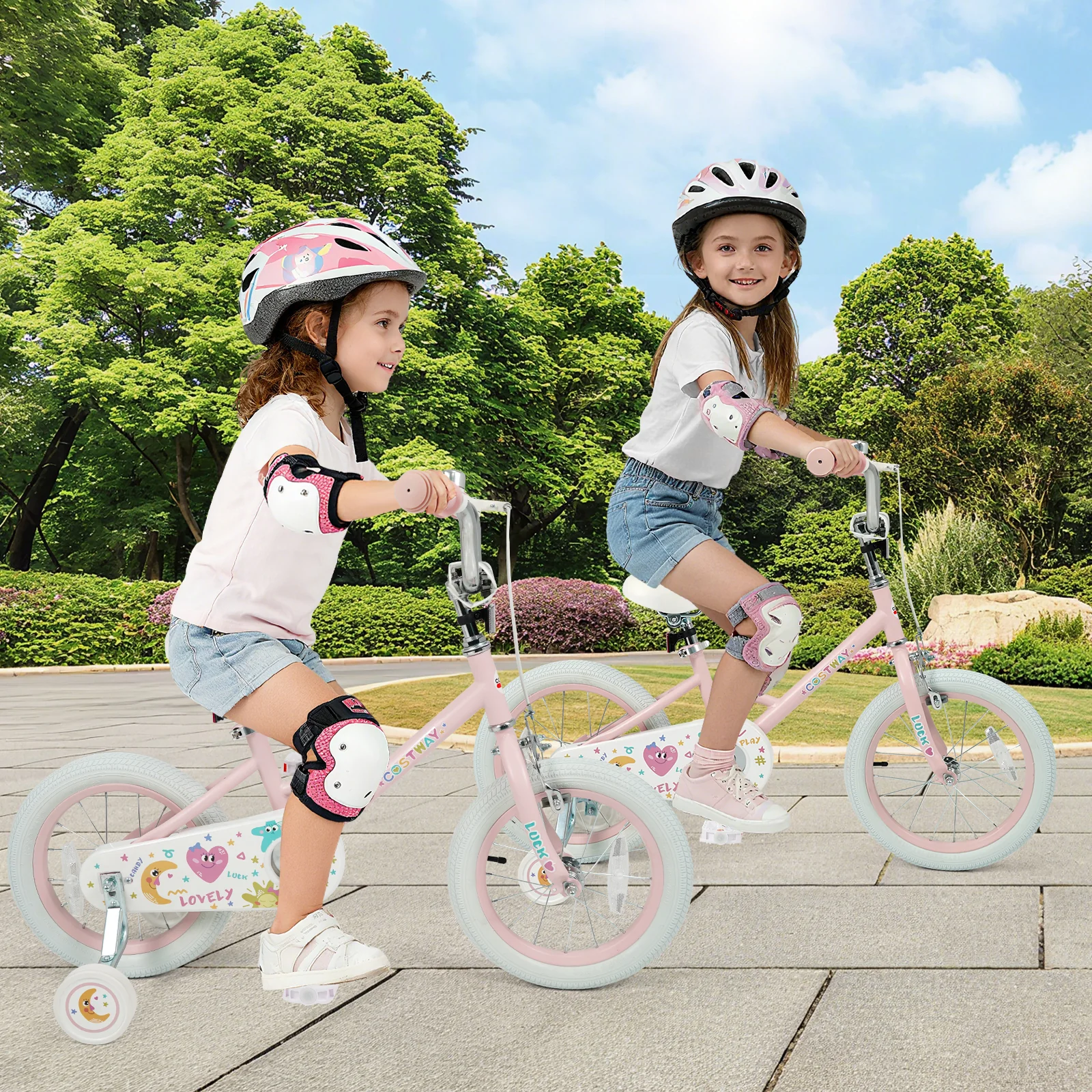 14 Inch Kids Bike Adjustable for 3-8 Years Old Children Pink - Stars & Moon, Pink - Image 2