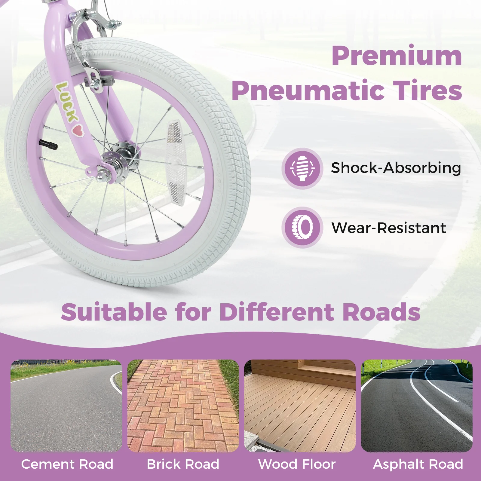 14 Inch Kids Bike Adjustable for 3-8 Years Old Children Purple - Stars & Moon, Purple - Image 10