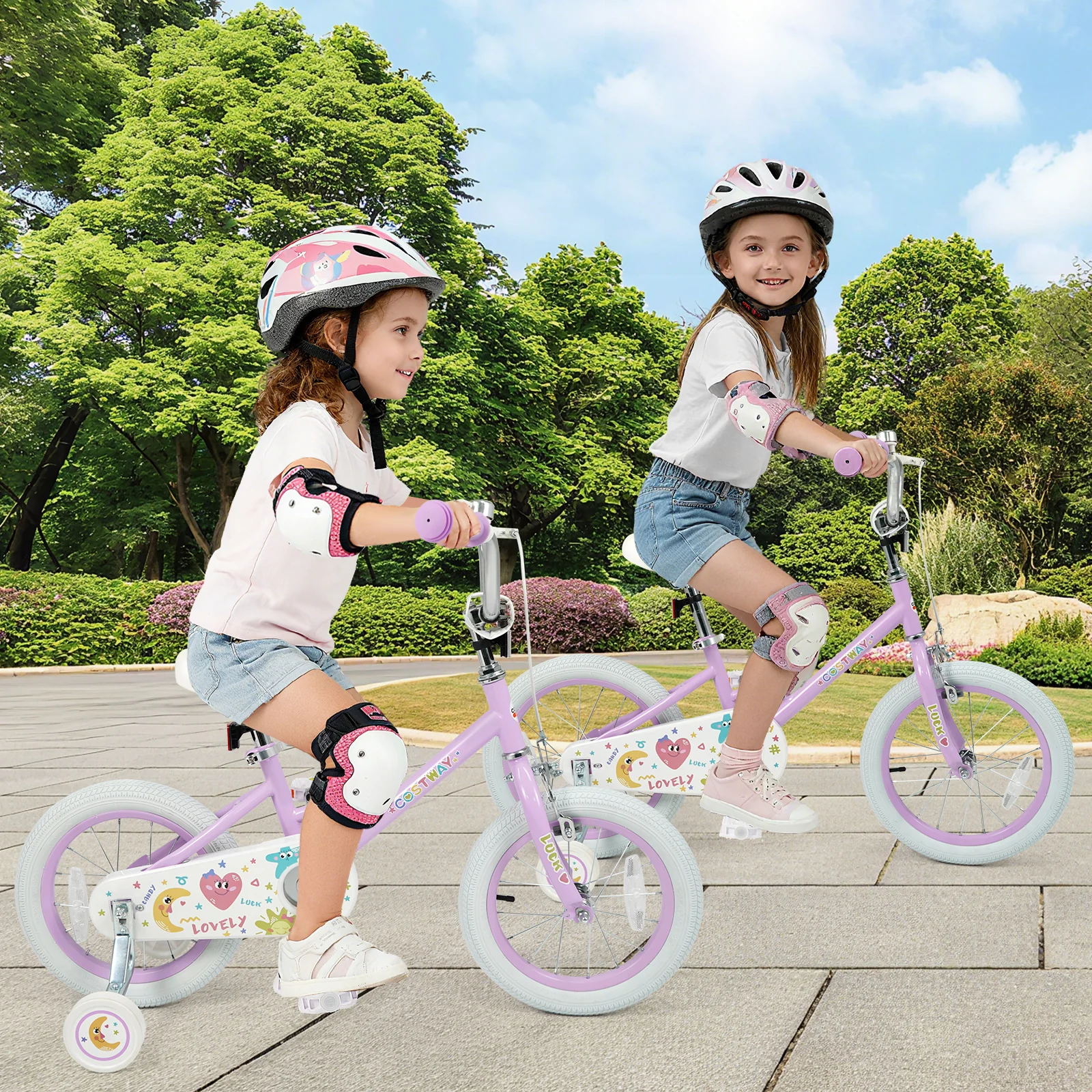 14 Inch Kids Bike Adjustable for 3-8 Years Old Children Purple - Stars & Moon, Purple - Image 2
