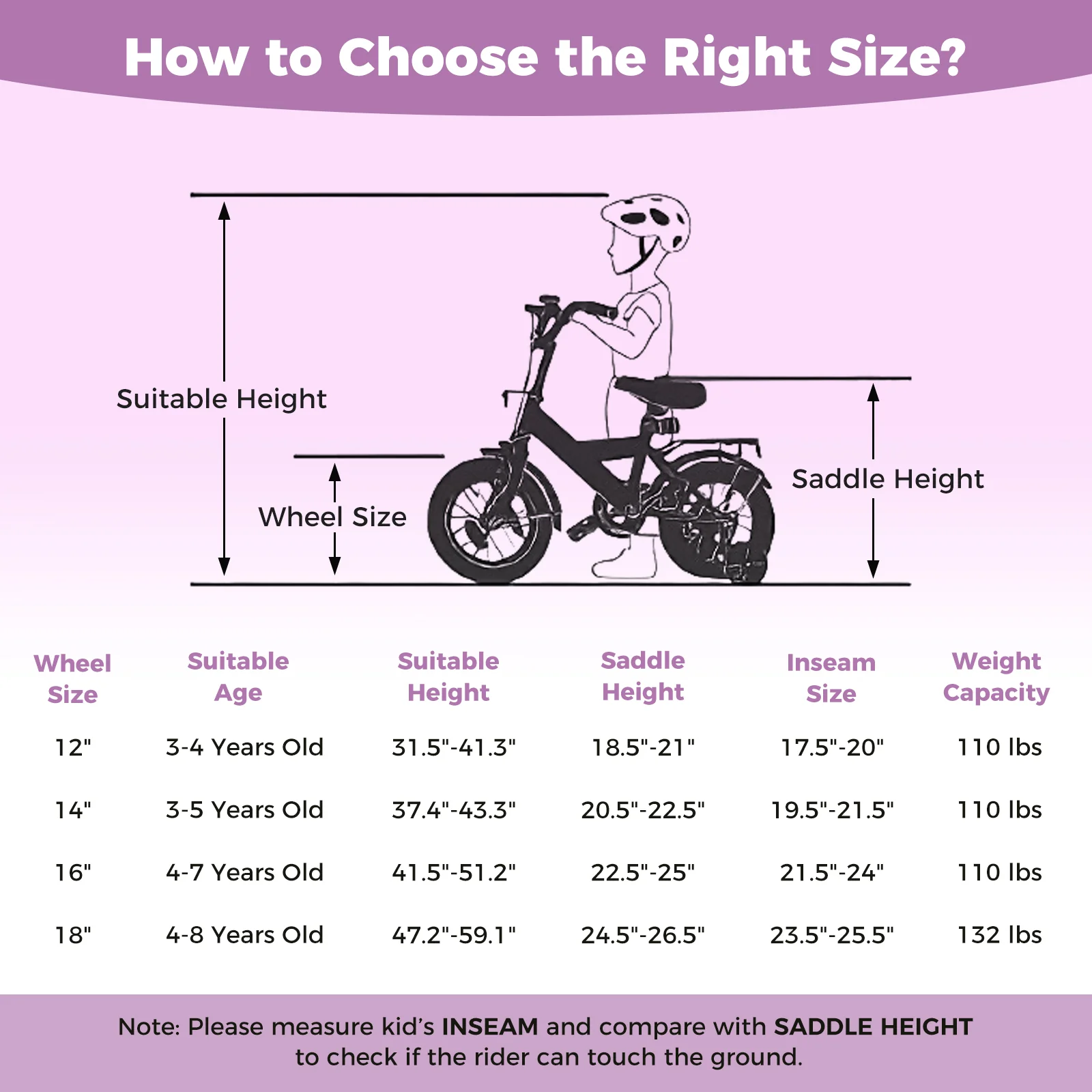 14 Inch Kids Bike Adjustable for 3-8 Years Old Children Purple - Stars & Moon, Purple - Image 5