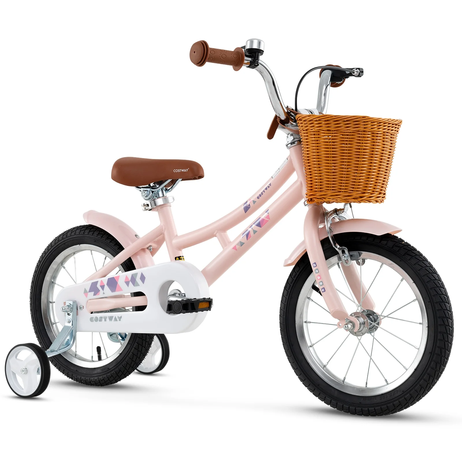 14 Inch Kids Bike, Adjustable Height, Basket, Ages 3-5, Pink - Image 3