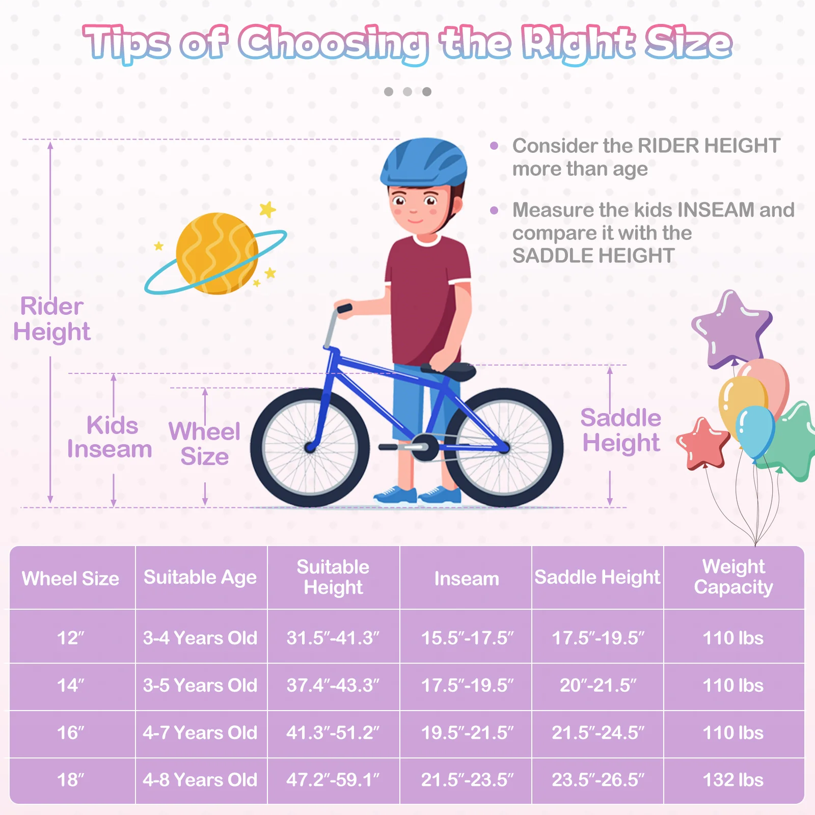 14 Inch Kids Bike, Adjustable, Princess Of The Sea Theme, Purple - Image 4