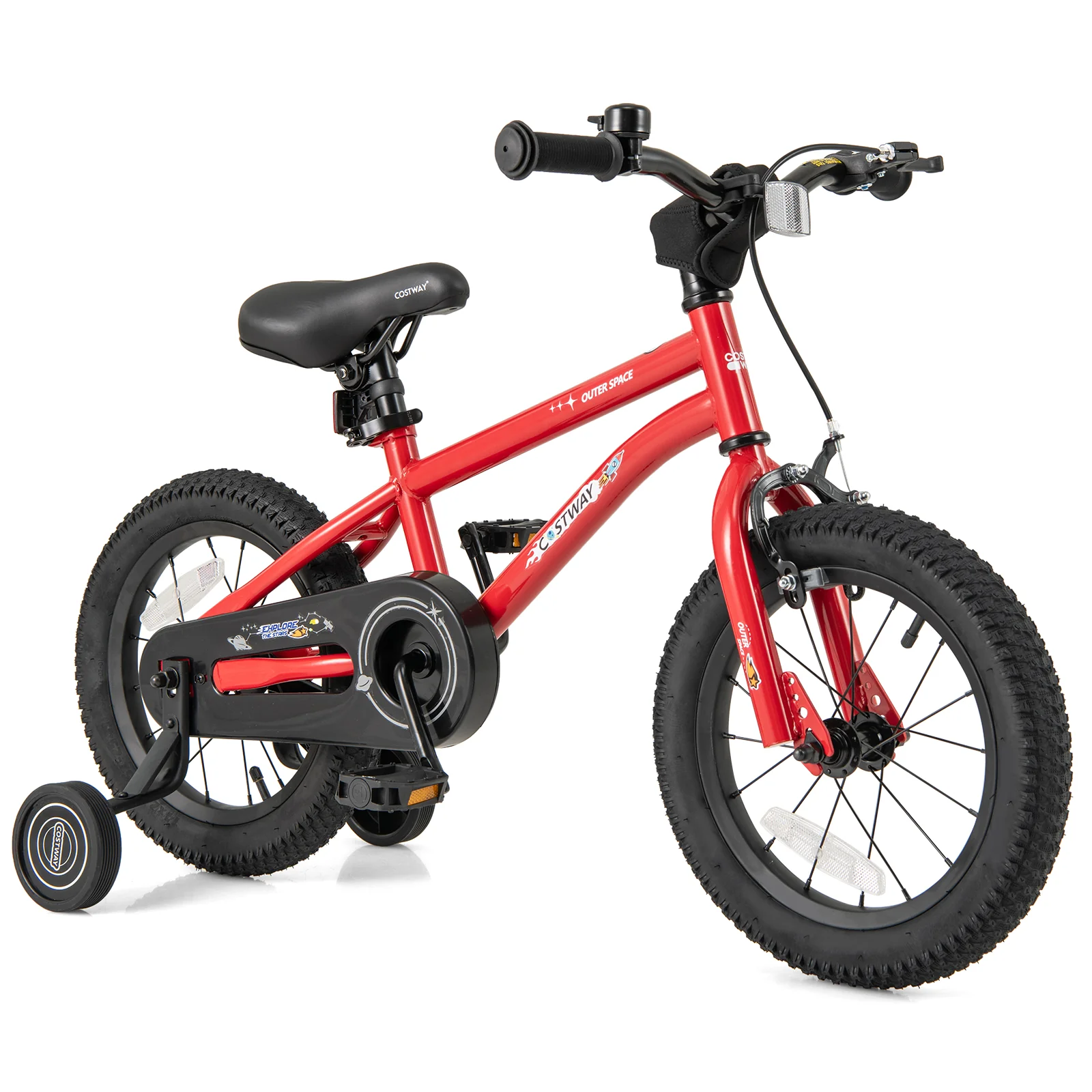 14-Inch Kids Bike, Ages 3-8, Handbrake, Coaster Brake, Bell, Red - Image 3