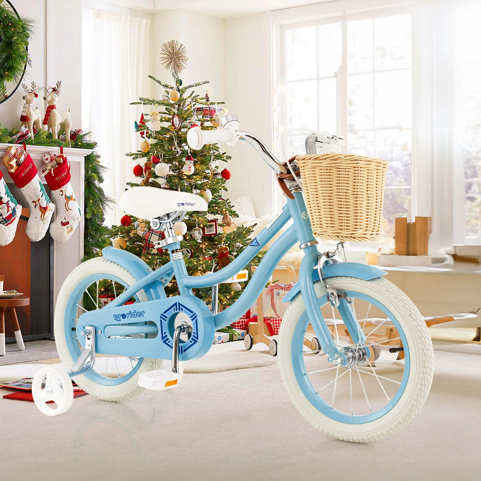 14-Inch Kids Bike With Training Wheels, Adjustable Seat, Blue - Image 2