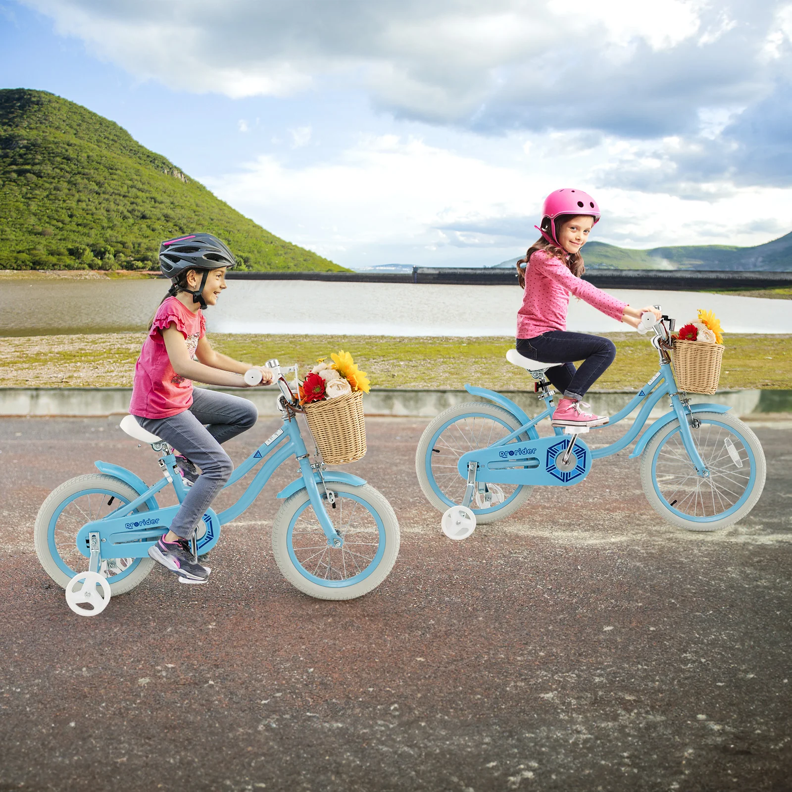 14-Inch Kids Bike With Training Wheels, Adjustable Seat, Blue - Image 3