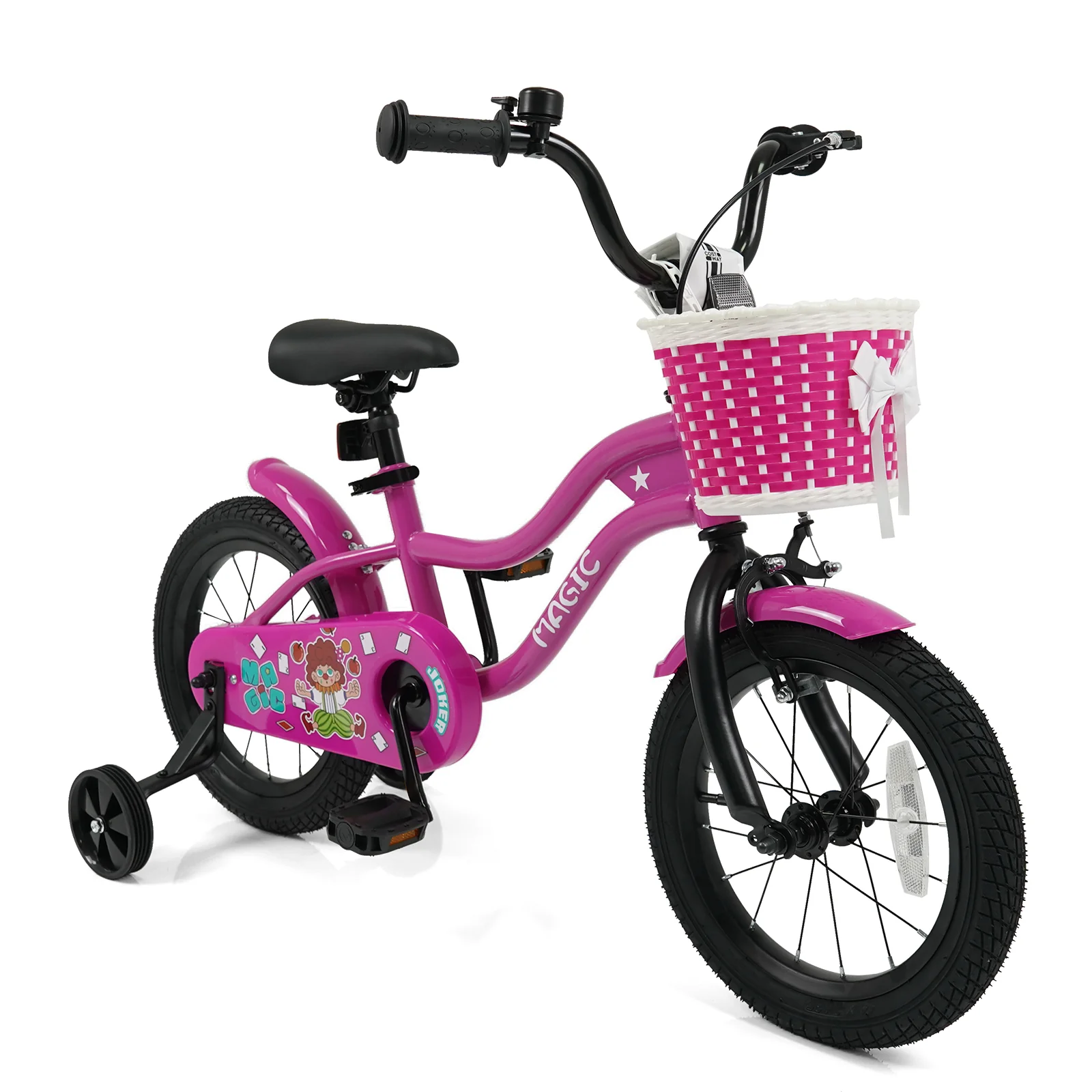 14 Inch Kids Bike with Training Wheels for Aged 3-5 Years Old - Magic Rose, Rose Red - Image 4