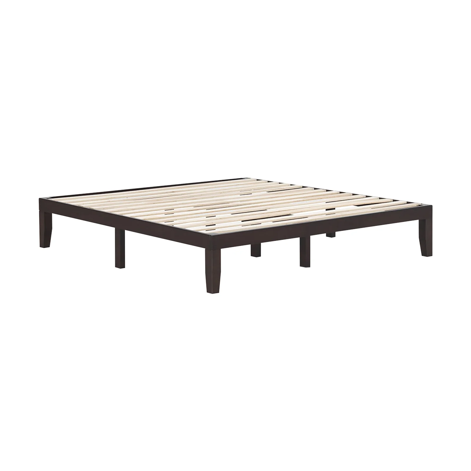 14 Inch King Size Wood Platform Bed Frame, Brown