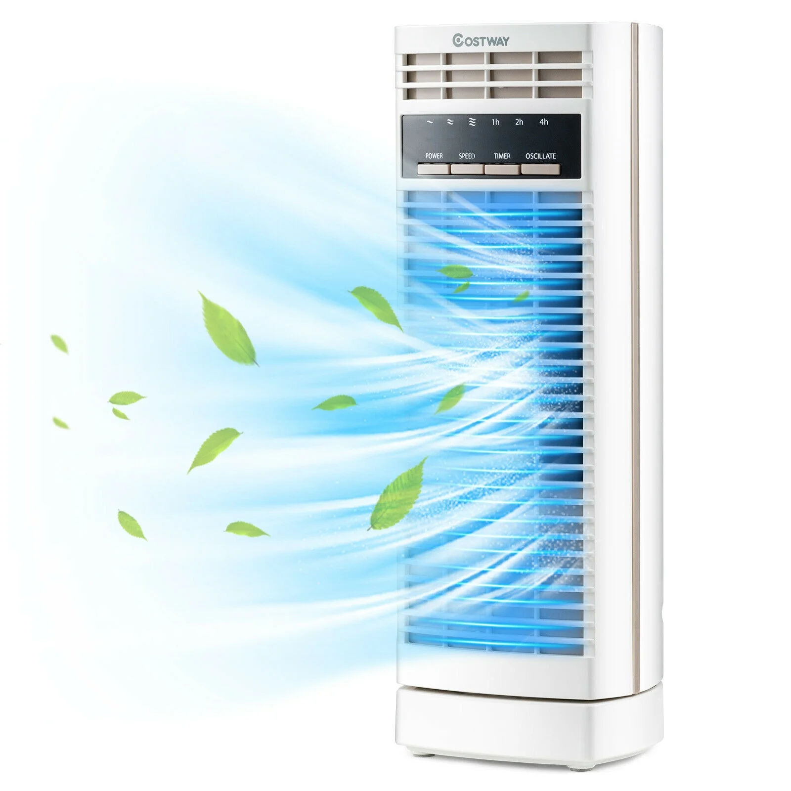 14 Inch Mini Oscillating Tower Fan, 3 Speed Timer, White - Image 4