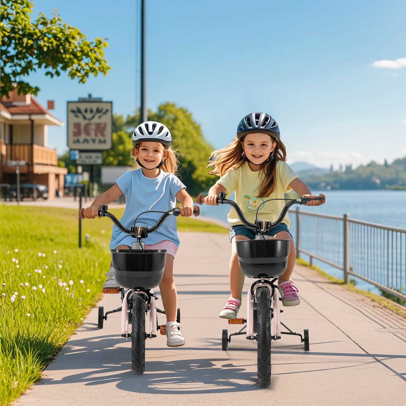 14 Inches Kids Bike With Basket, Adjustable Handlebar, 3-5 Years, Pink - Image 3