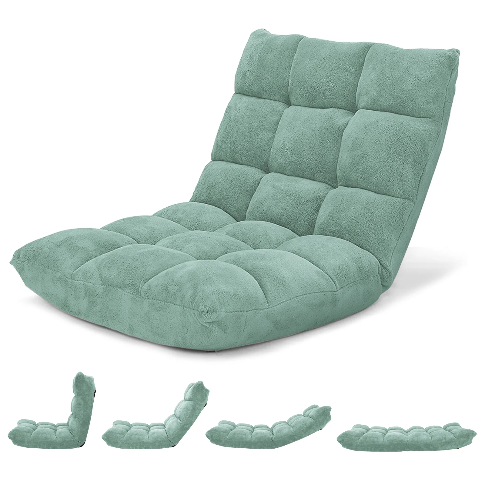14-Position Adjustable Cushioned Floor Chair, Green