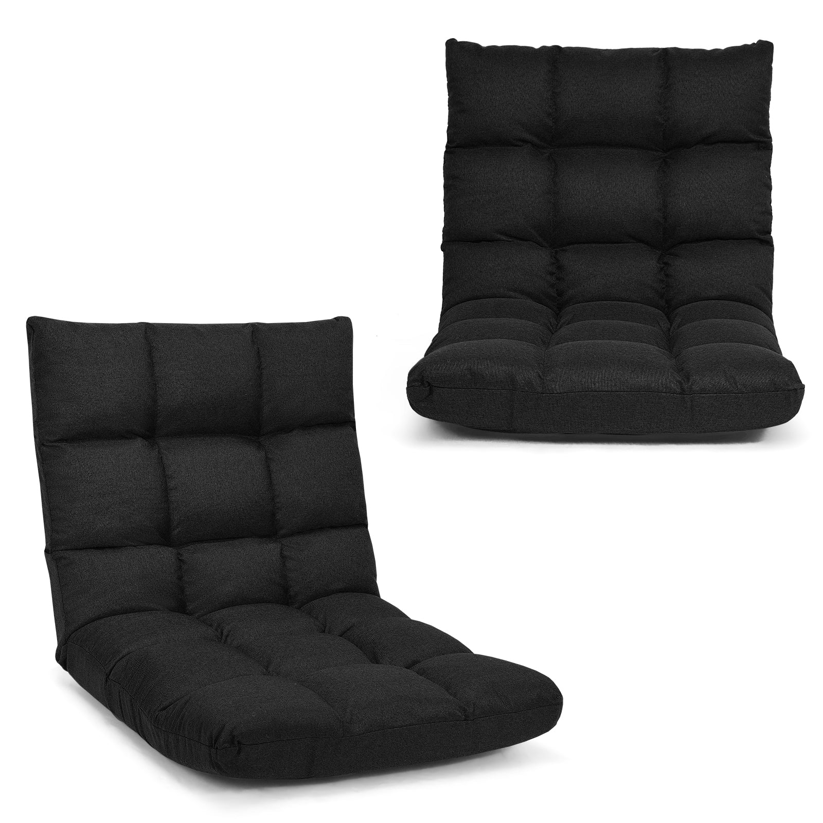 14-Position Adjustable Folding Gaming Sofa, Black - Image 4