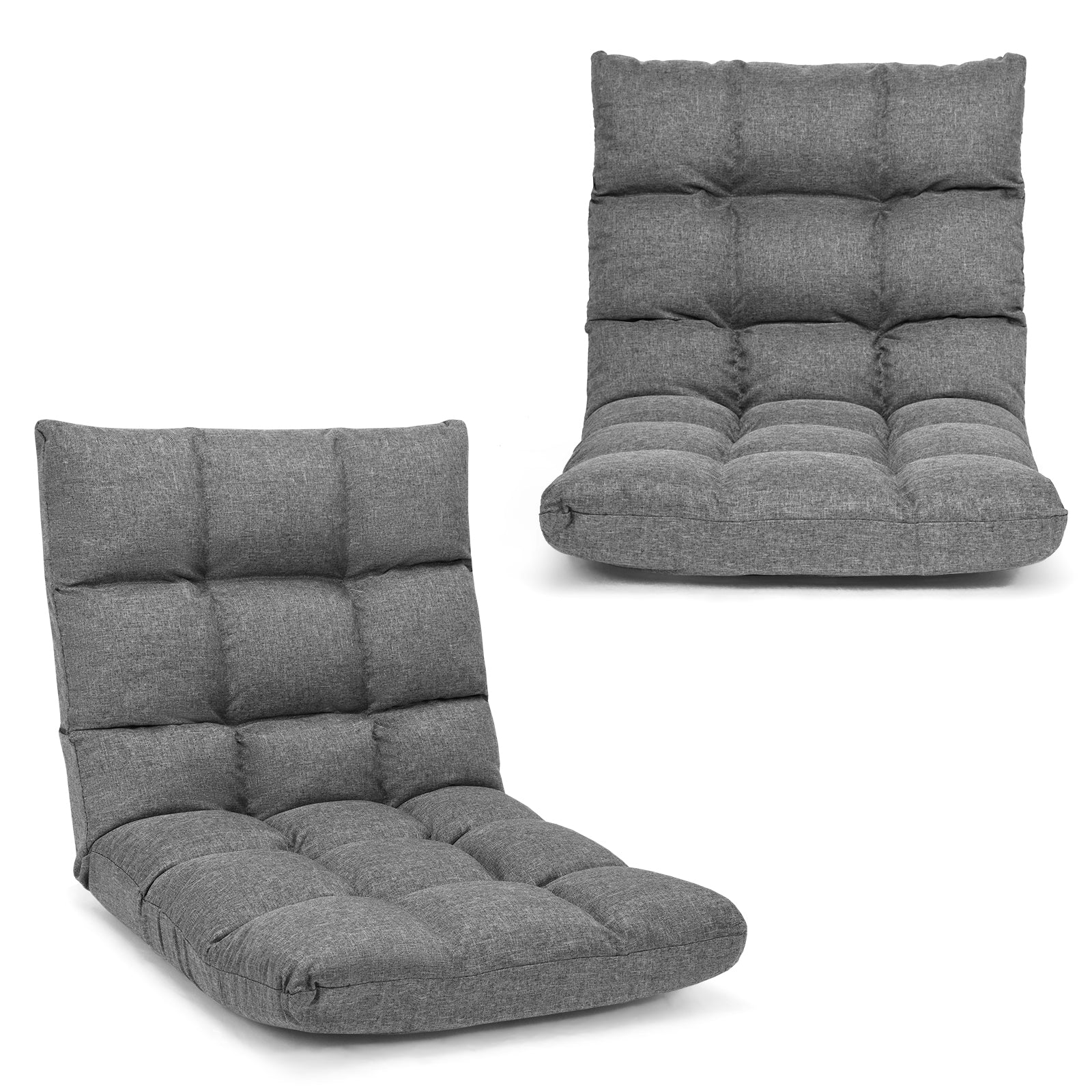 14-Position Adjustable Folding Gaming Sofa, Gray