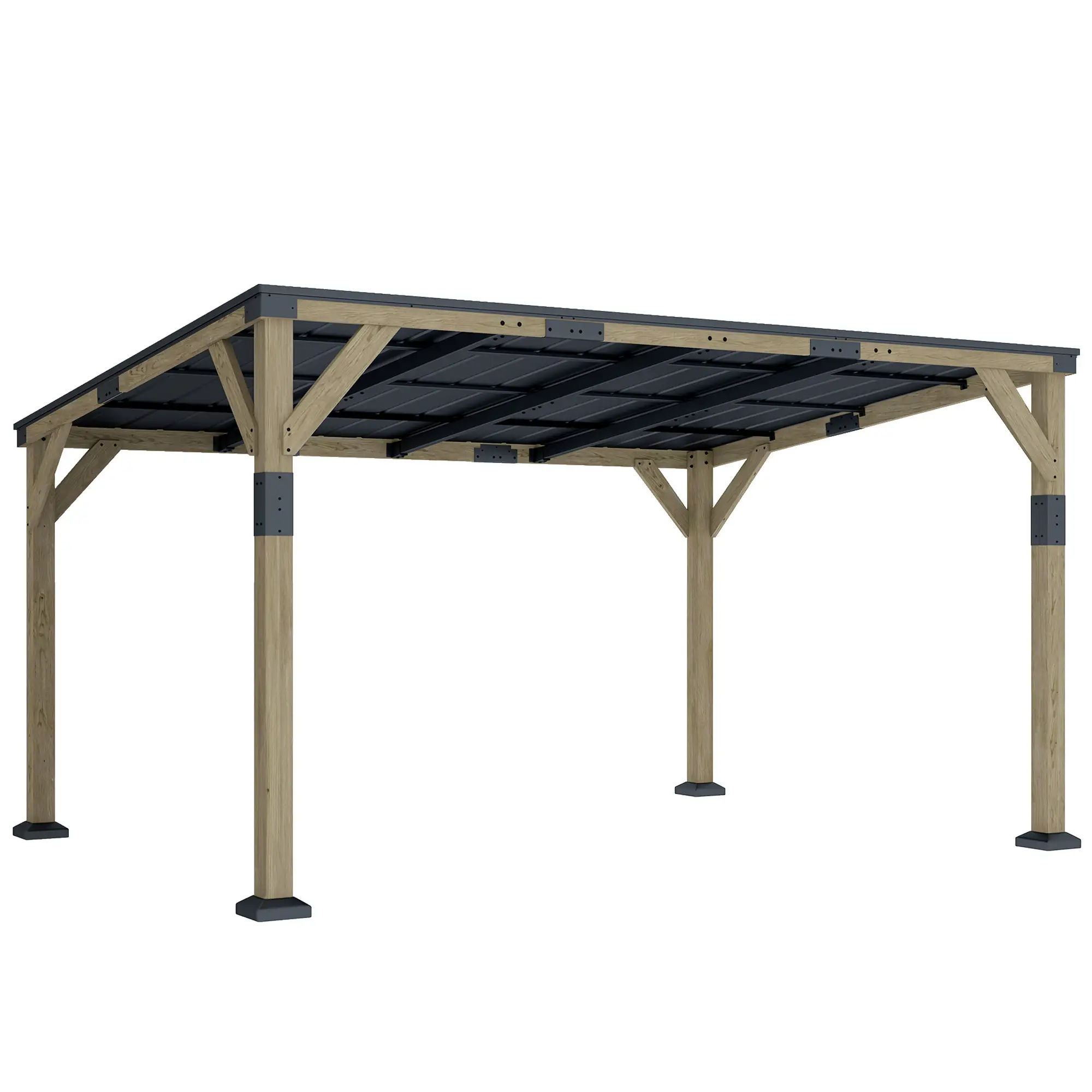 14' x 10' Galvanized Steel Hardtop Gazebo, Dark Grey - Image 11