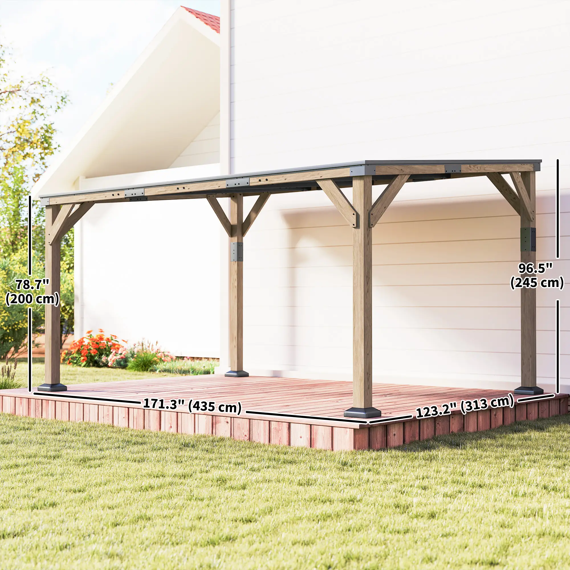 14' x 10' Galvanized Steel Hardtop Gazebo, Dark Grey - Image 3