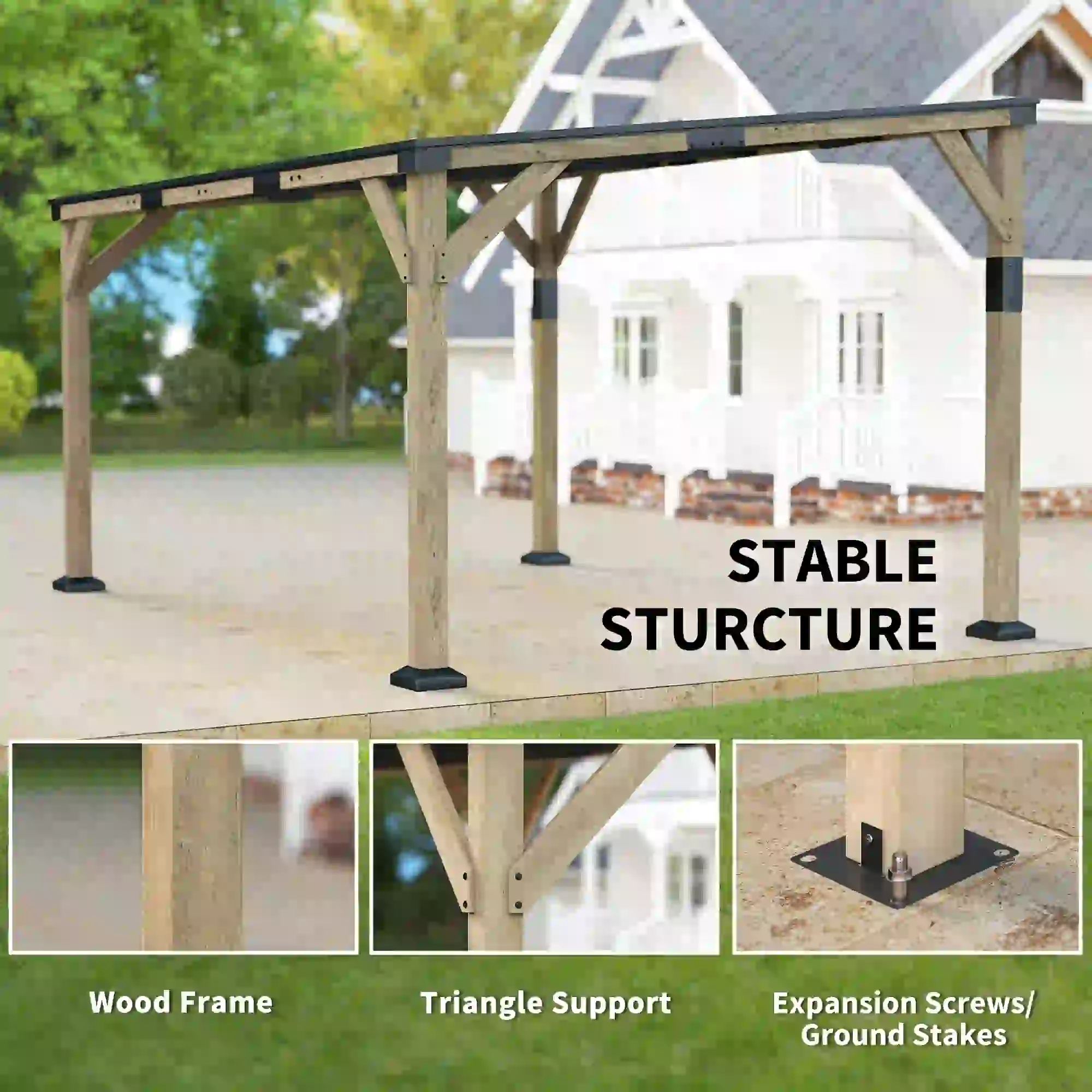14' x 10' Galvanized Steel Hardtop Gazebo, Dark Grey - Image 6