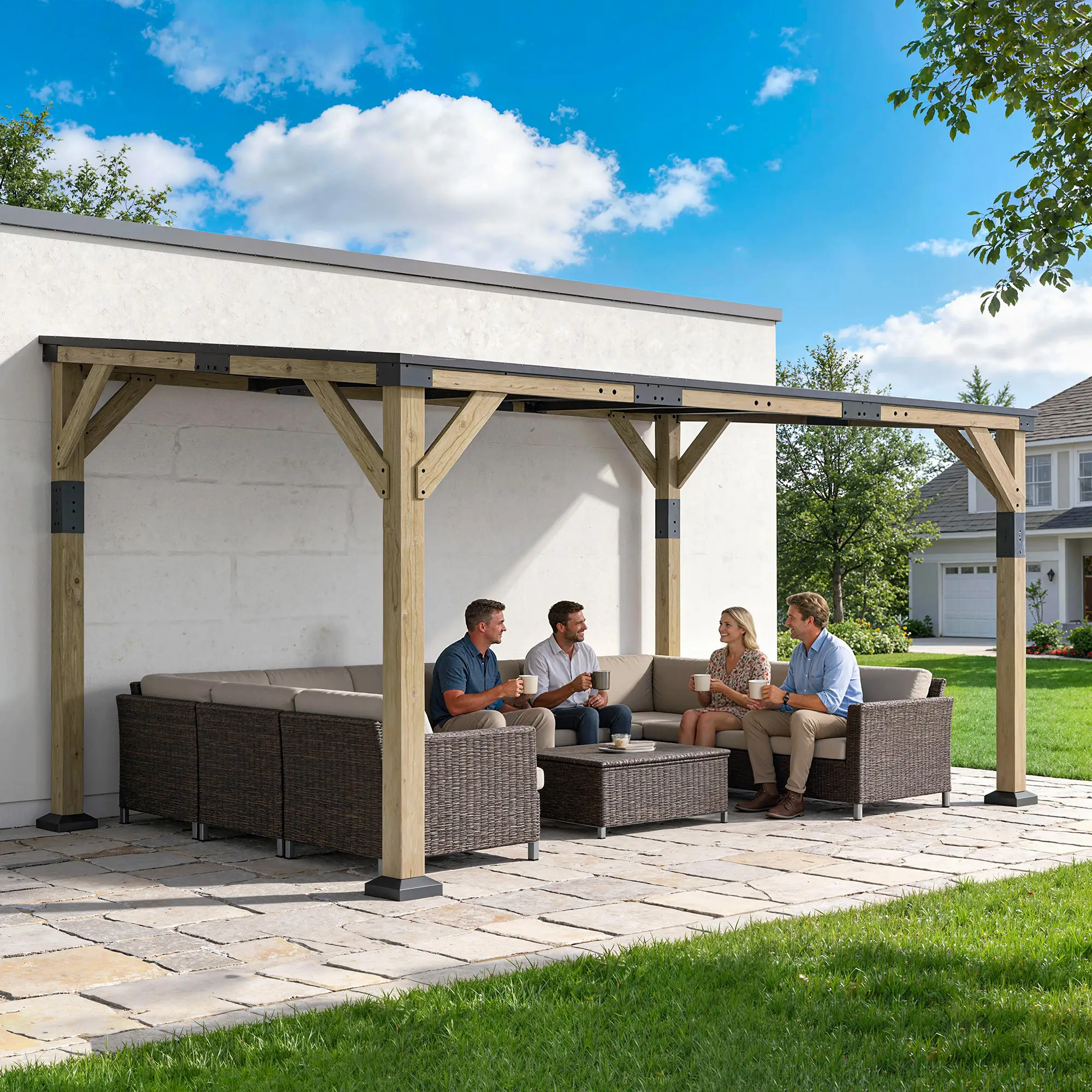 14' x 10' Galvanized Steel Hardtop Gazebo, Dark Grey - Image 8