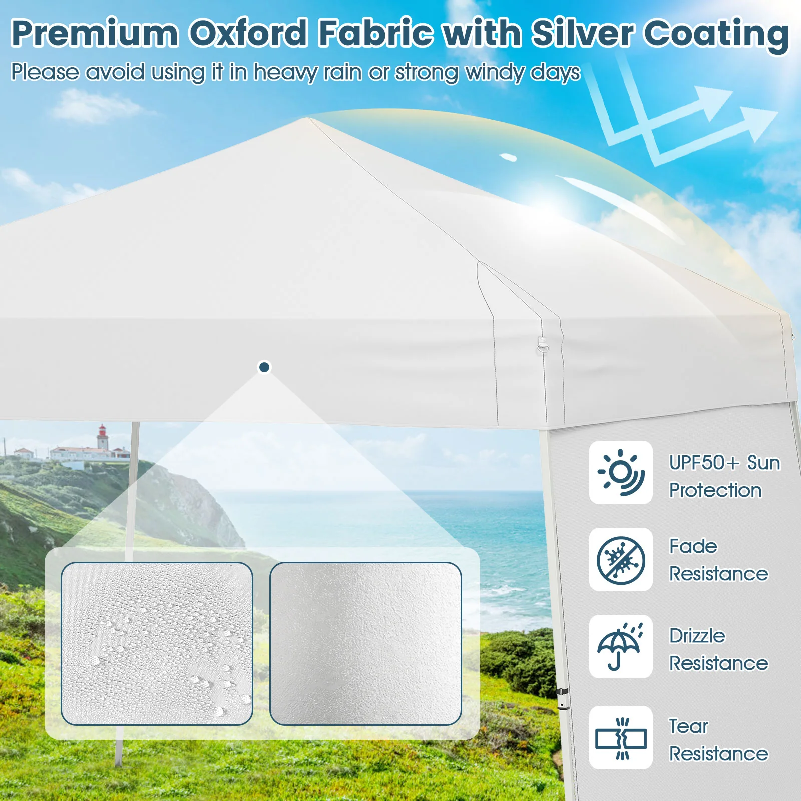 14 x 9.2 Feet Pop Up Canopy Tent, With 2 Convertible Sidewalls, White - Image 7