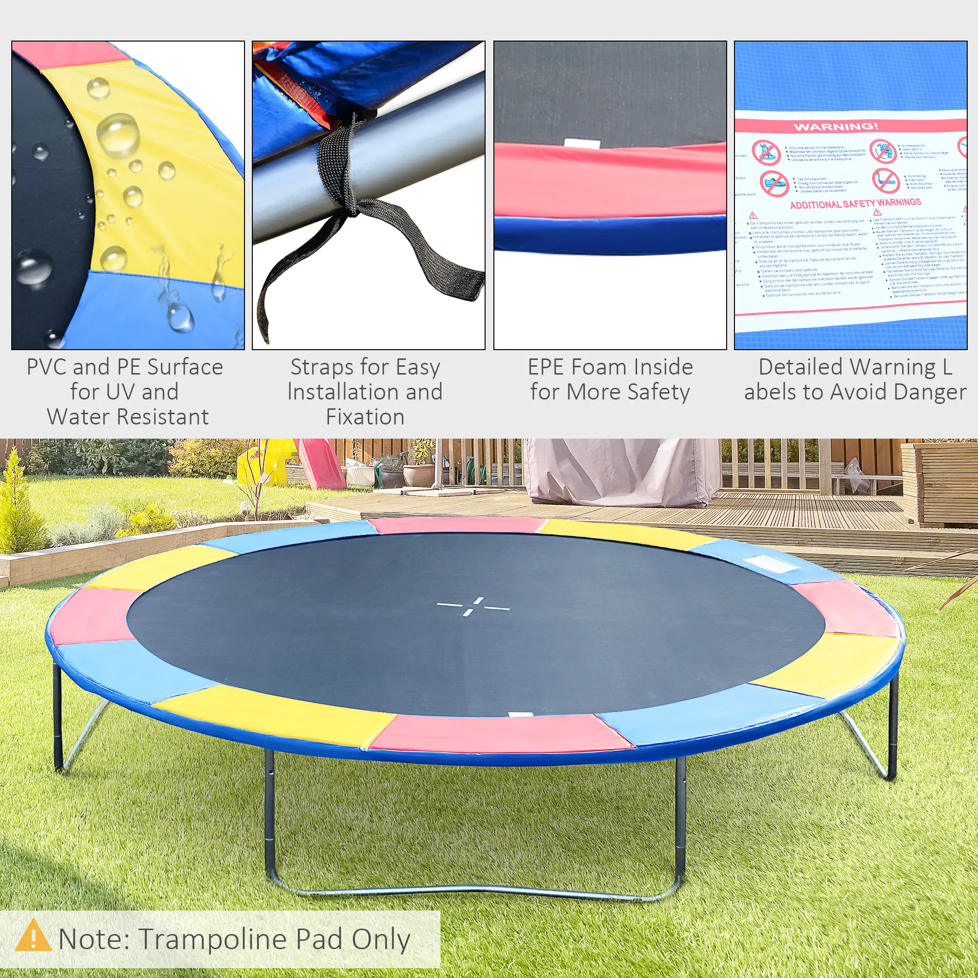 14FT Trampoline Pad, ⌀168", Replacement, Jump Bounce, Colorful - Image 4