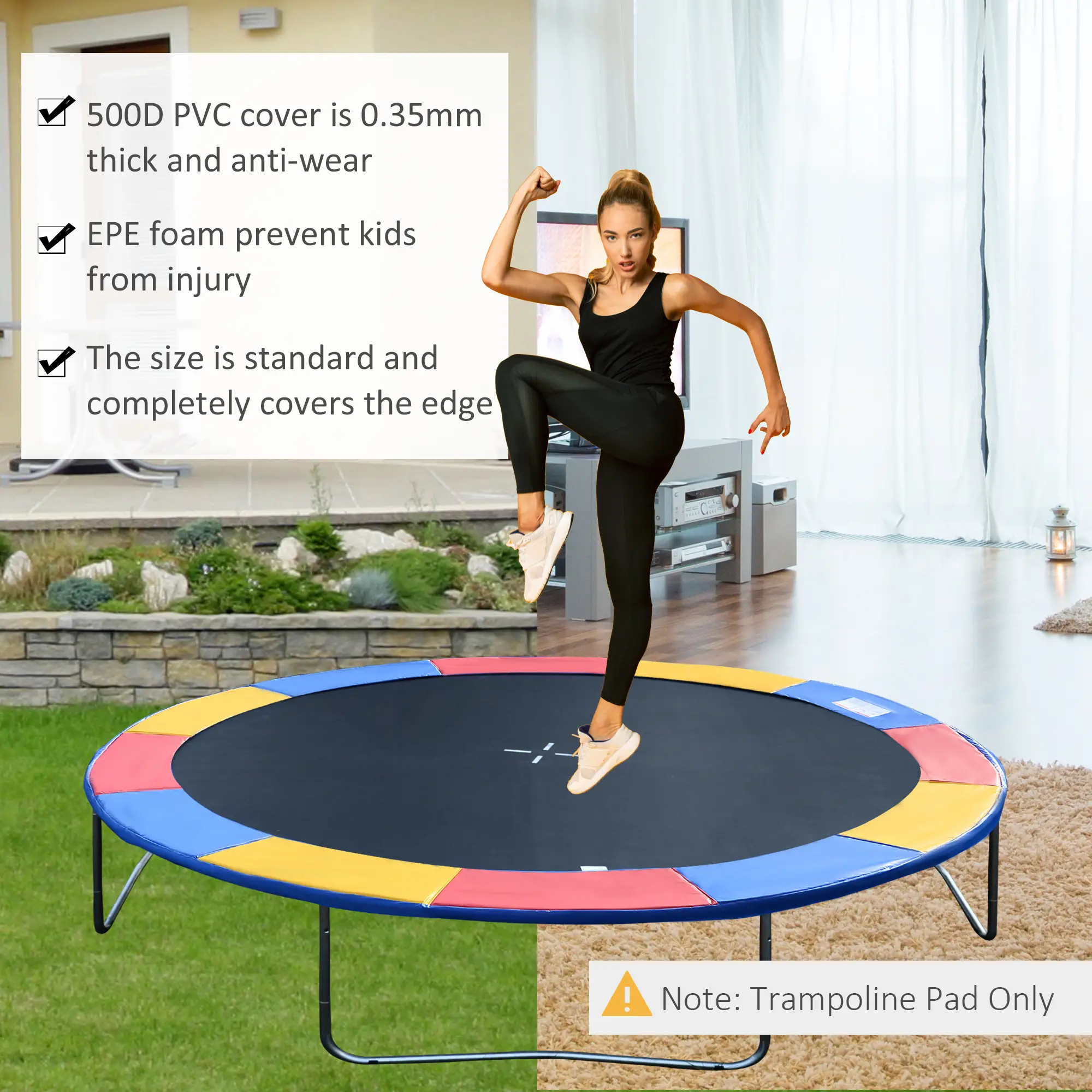 14FT Trampoline Pad, ⌀168", Replacement, Jump Bounce, Colorful - Image 6