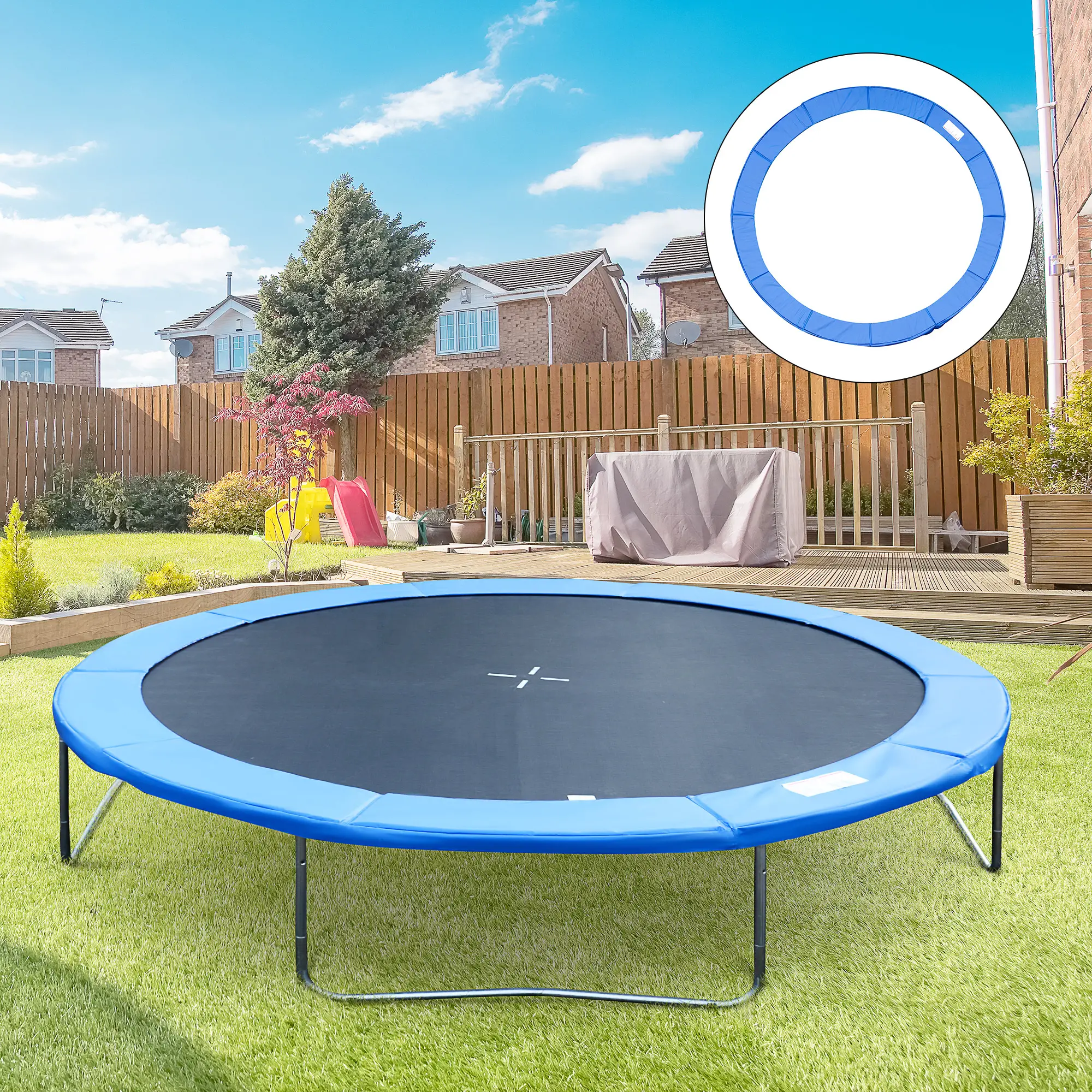 14FT Trampoline Pad Replacement, Φ168 Spring Cover, Water-Resistant, Blue - Image 2
