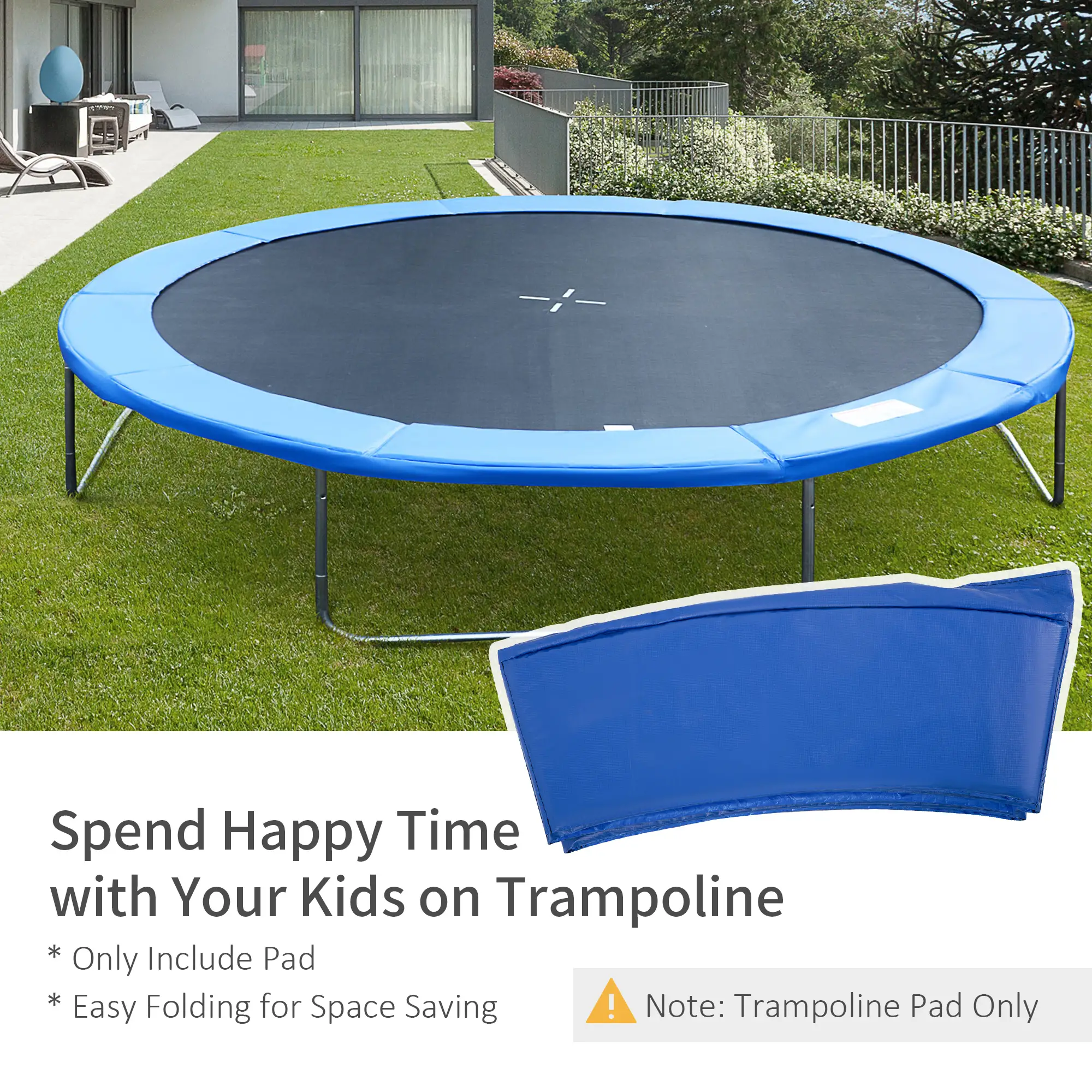 14FT Trampoline Pad Replacement, Φ168 Spring Cover, Water-Resistant, Blue - Image 5