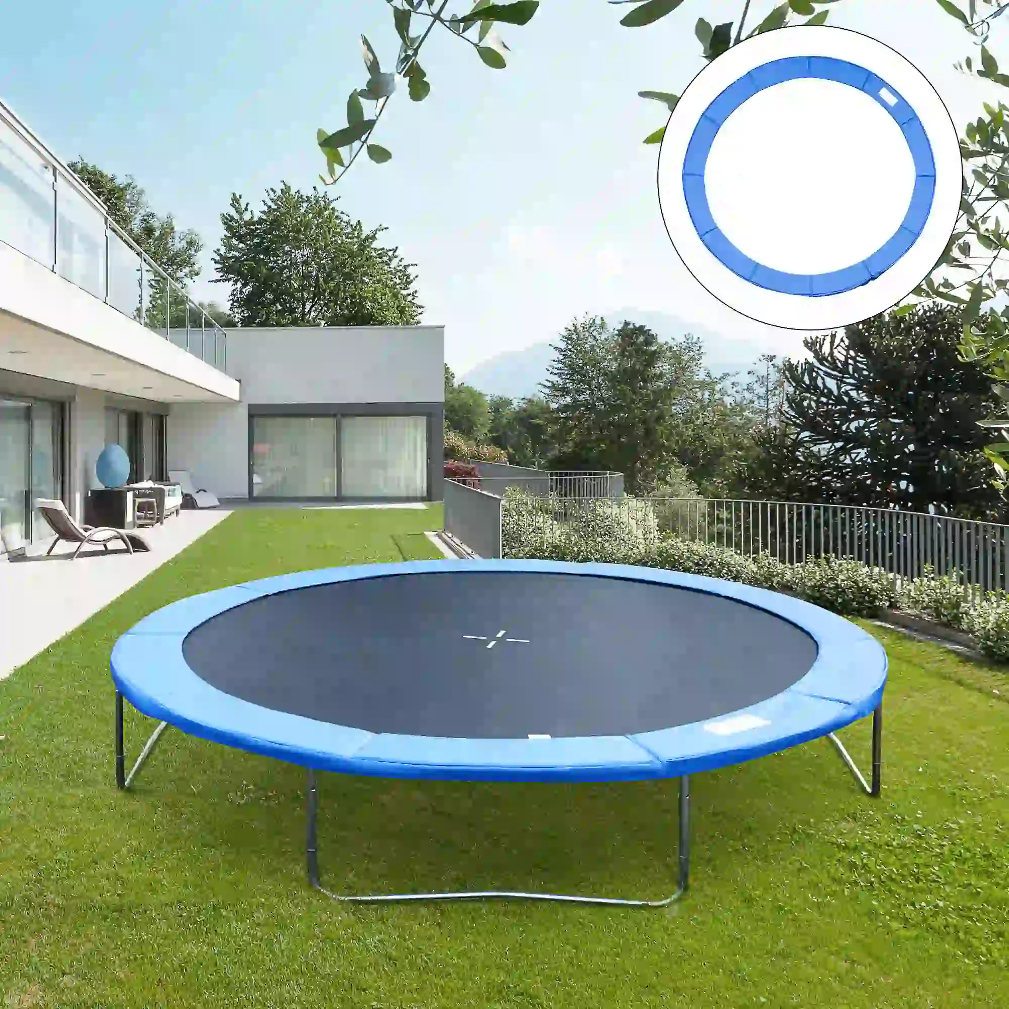 14FT Trampoline Pad Replacement, Φ168 Spring Cover, Water-Resistant, Blue - Image 8