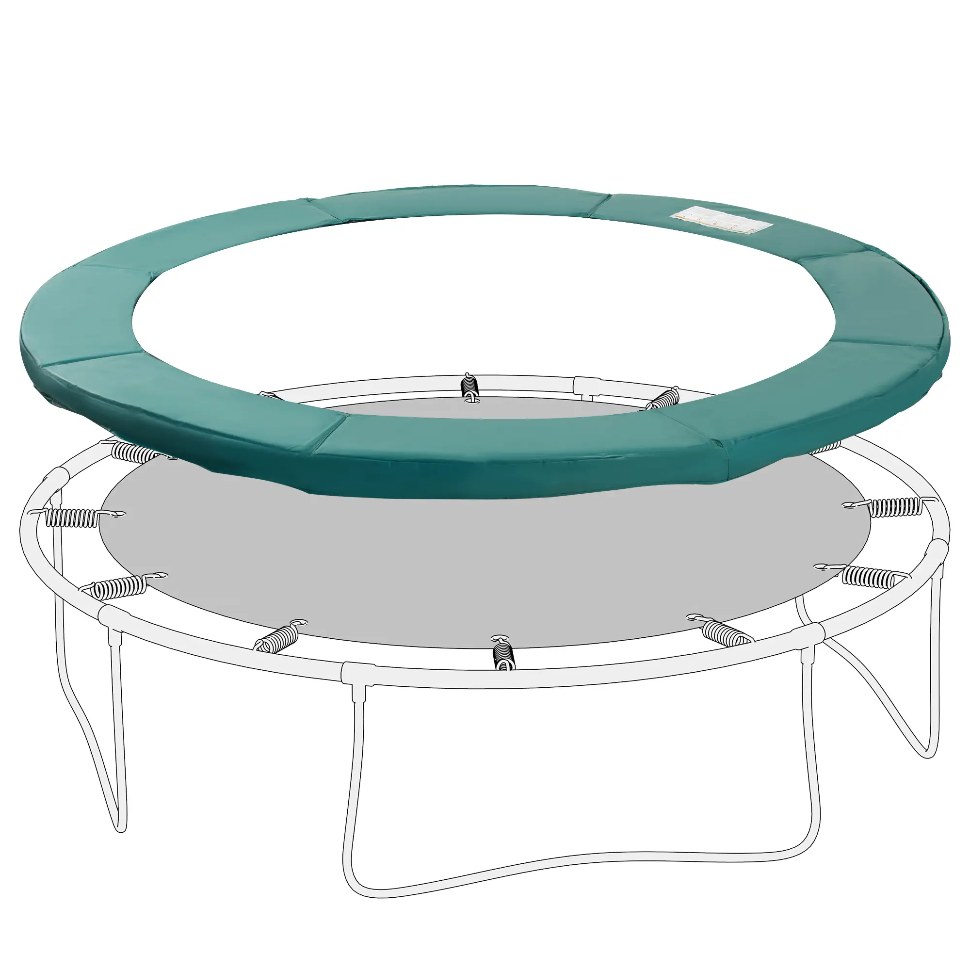 14FT Trampoline Pad Replacement, Φ168" Spring Cover, Water-Resistant, Green