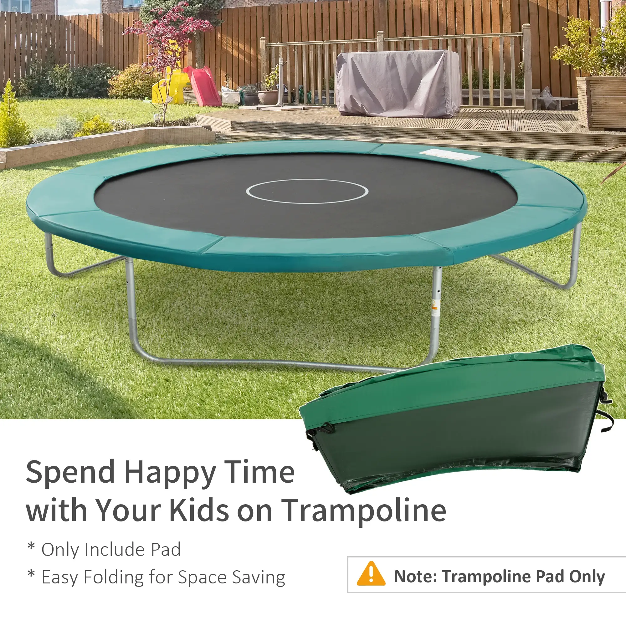 14FT Trampoline Pad Replacement, Φ168" Spring Cover, Water-Resistant, Green - Image 5